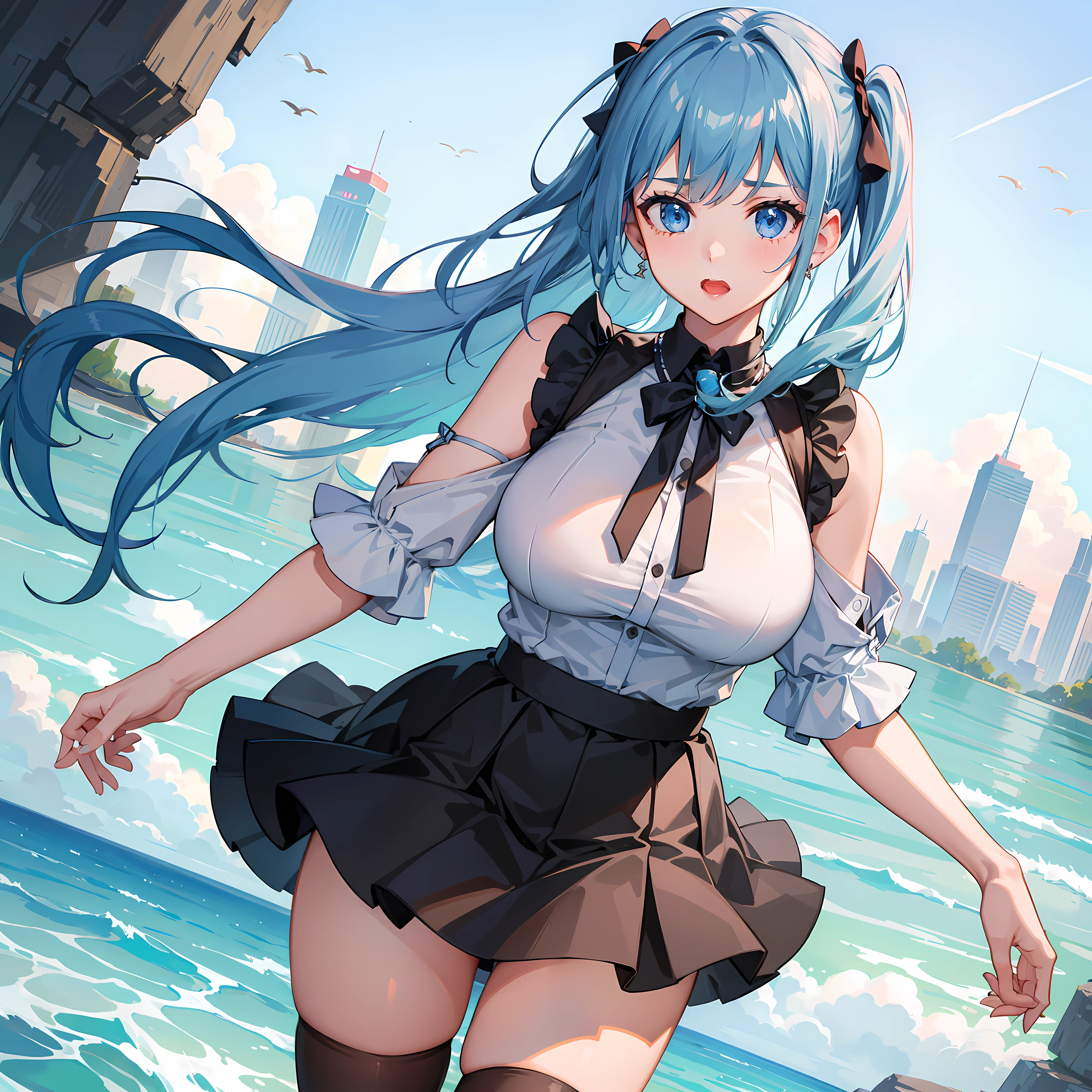 1girl,three_sided_view,best_quality,highres,skirt,large_breasts,