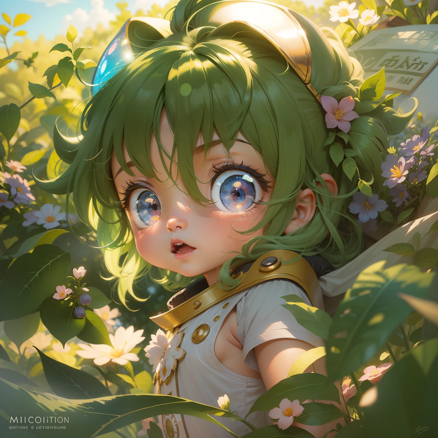 worm's eye view, ultra detailed manga style drawing of a cute chibi kid with big and round shiny eyes, dynamic pose, in a farm, bold tetradic colors, daylight, backlit, highly illuminated, proffesional illustration, closeup, visually rich, anime, JRPG, enchanting, emotionally evocative, detailed environment, sharp focus, flat lighting, 2d, cartoon, vector, oil painting by MSchiffer, lens flare