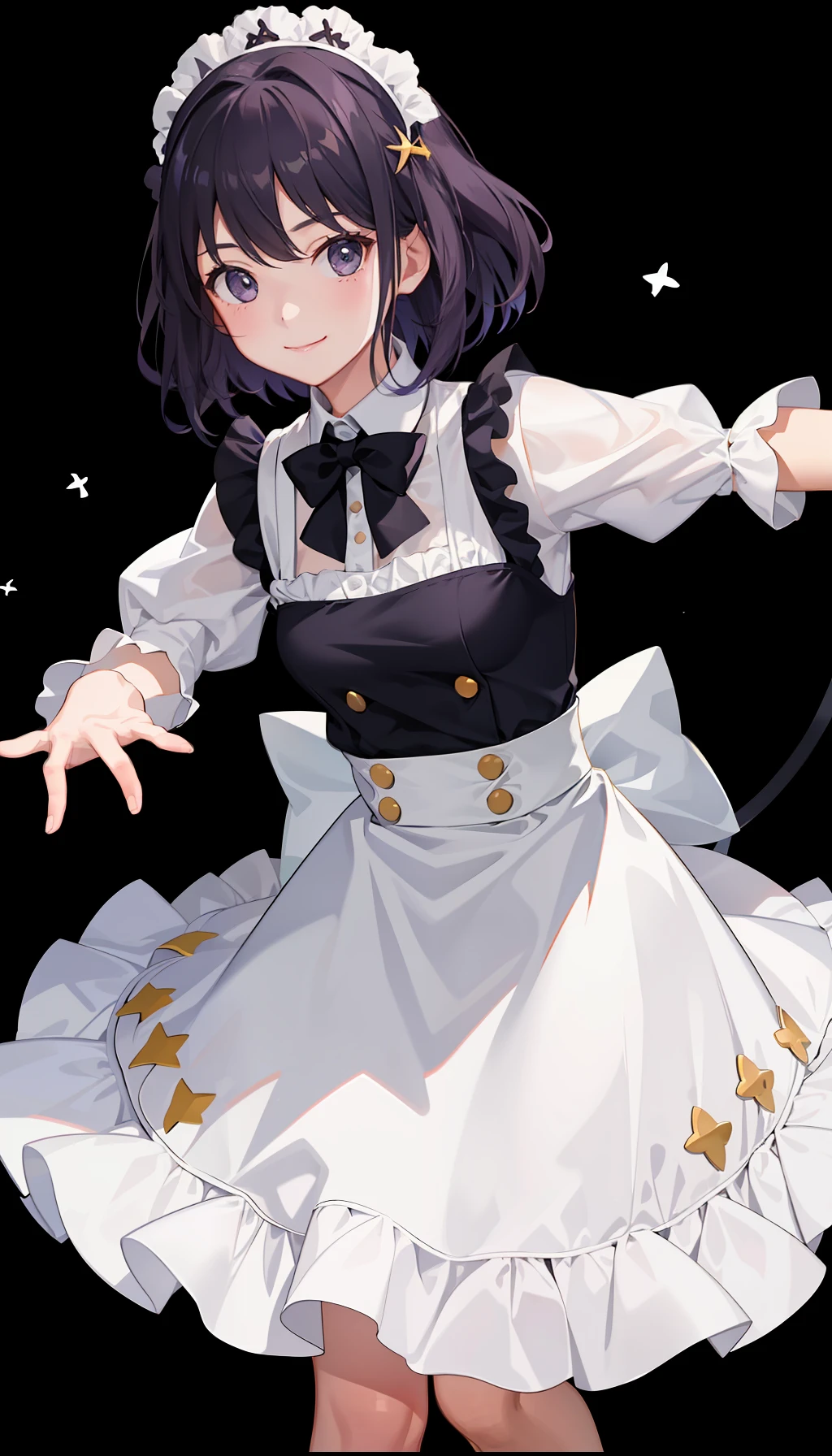 1girl in、A smile、A delightful、skirt by the、(small tits)Chilarism、doress、pinafore,,,,,,、Maids,,,,,,,,、hair adornments、movement、