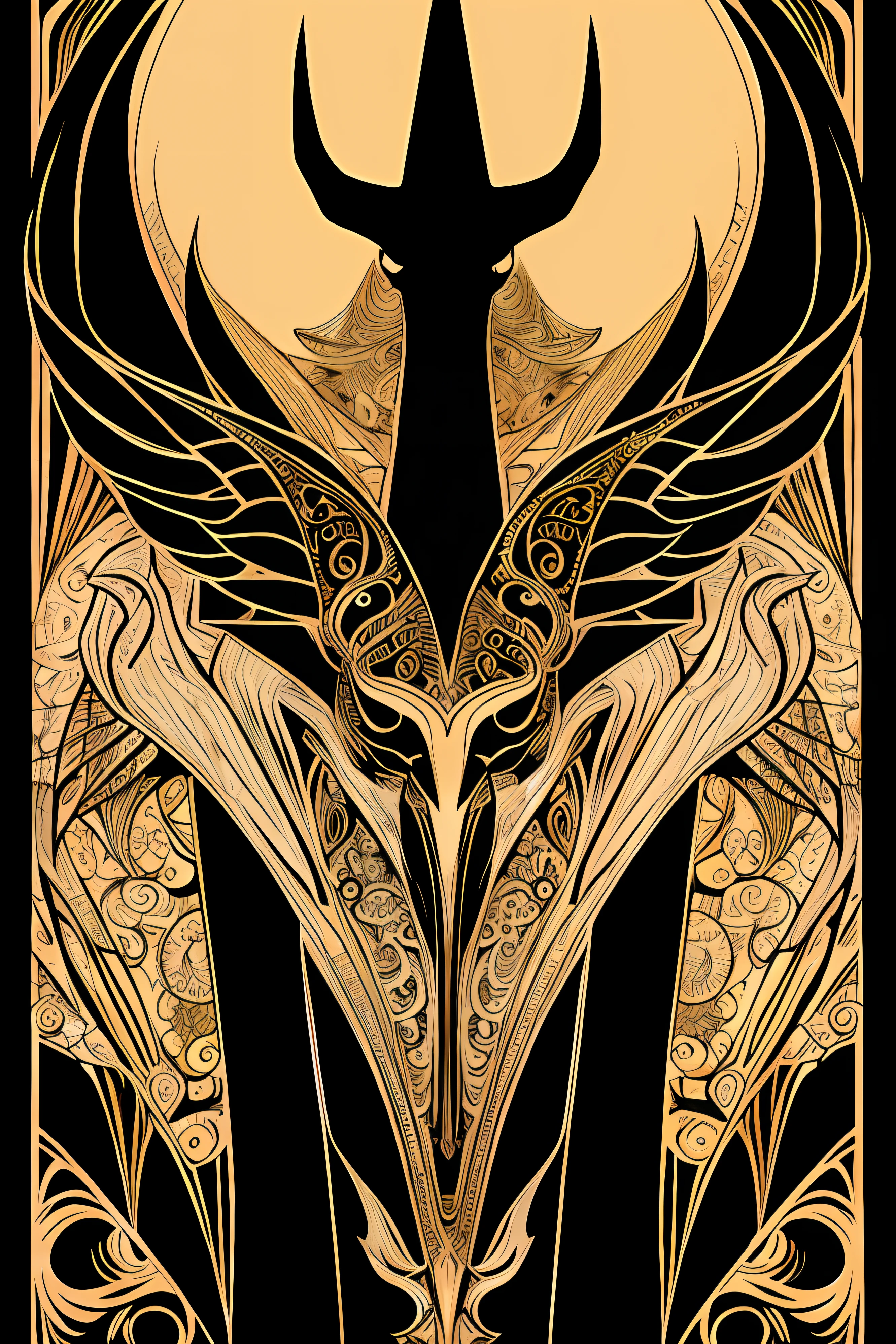 Flyer, high fashion model, Mexican decoration, Satan,
vector flat, gold, black,
Aaron Horkey,
masterpiece, ultra high res, high quality,