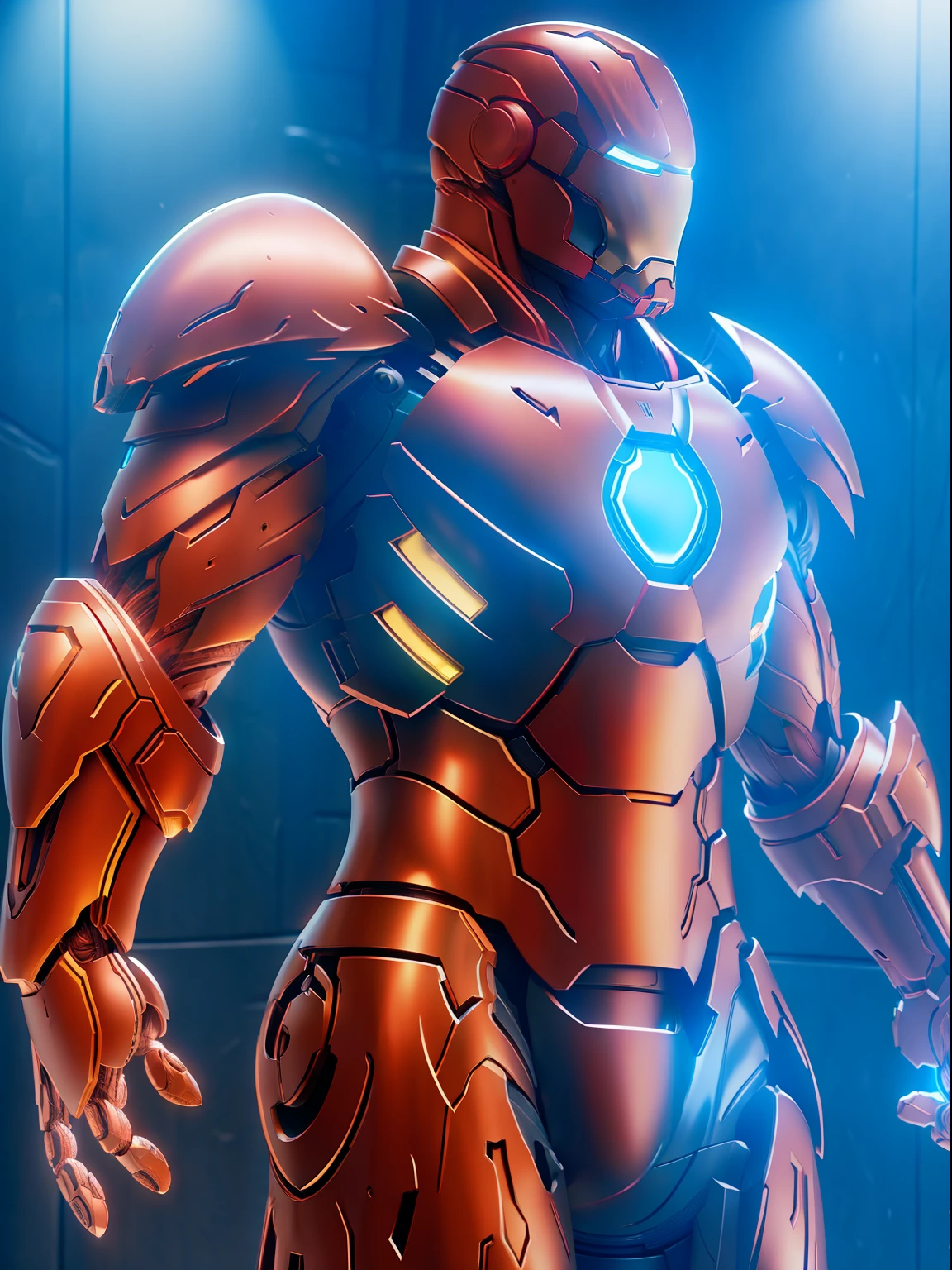 Iron man,medieval armor style, fkaa, txaa, rtx, ssao, OpenGL-Shader’s, post processing, post-production, cell shading, tone mapping, cgi, vfx, sfx, insanely detailed and intricate, hyper maximalist
