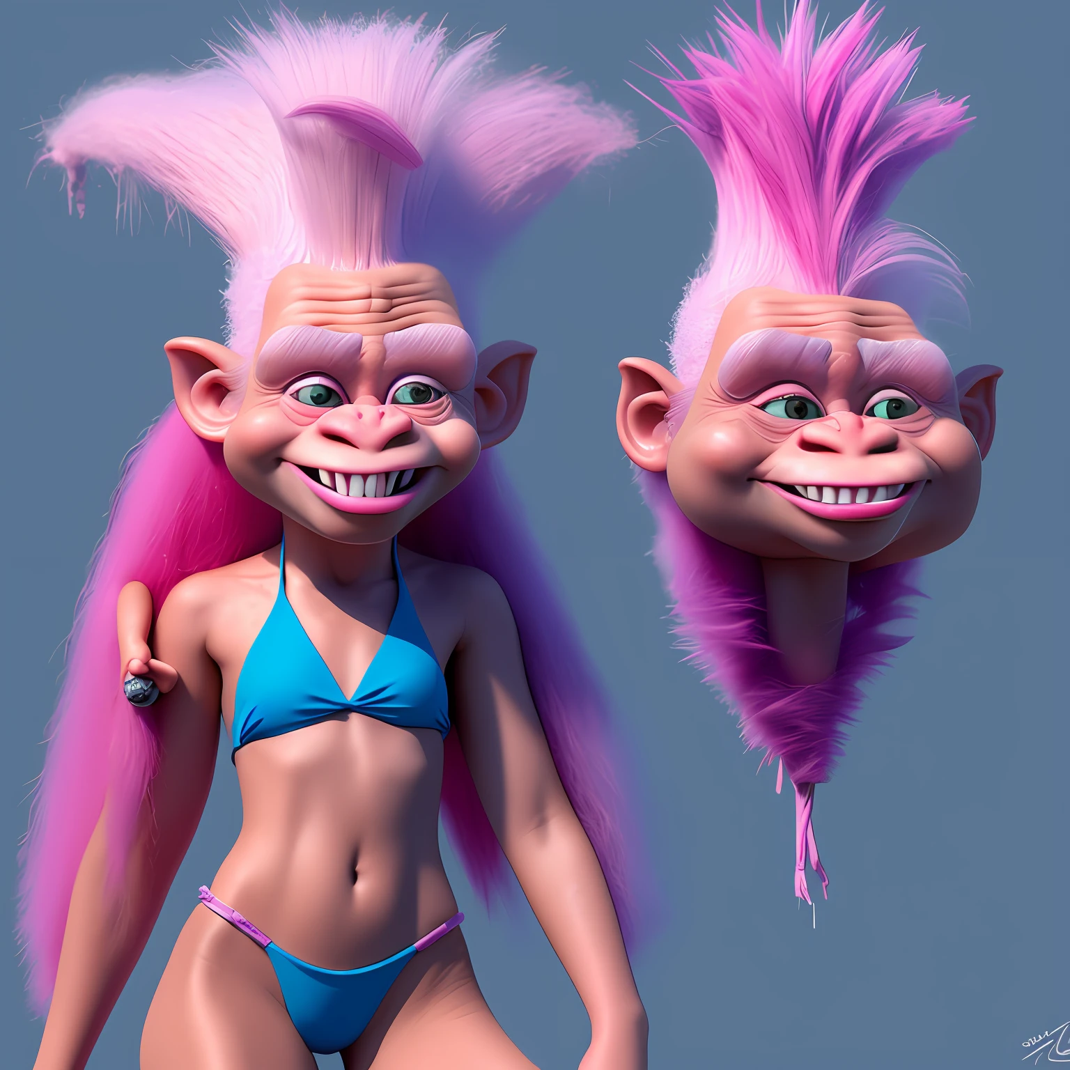 Troll doll, wearing a bikini, concept art, 4k
