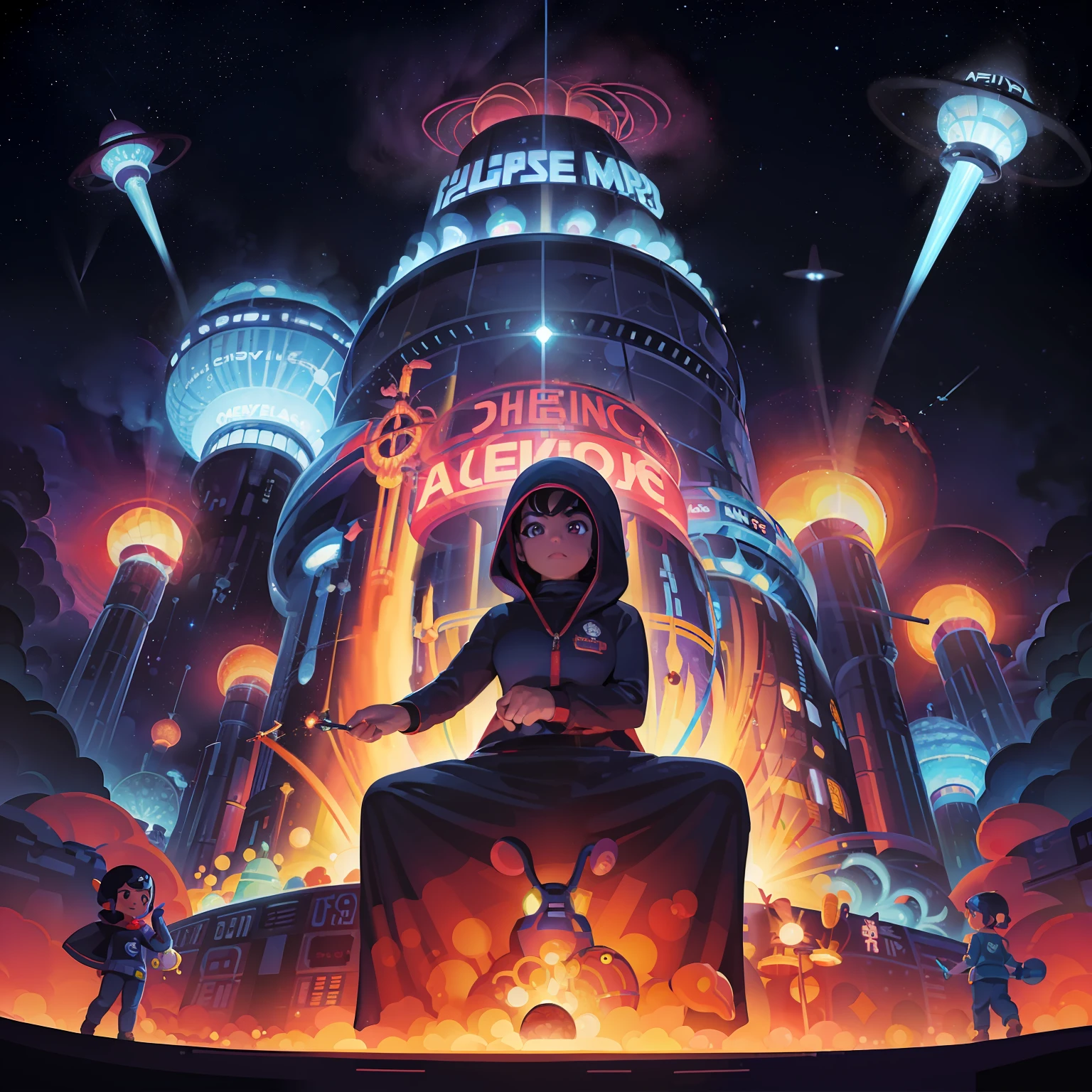 background of a Hollywood movie poster about psychic spies, in the style of sci-fi influenced, rhads, todd schorr, free-flowing lines, emily carr, samyang, vintage, scifi, af 14mm f/2.8 rf, lit ???