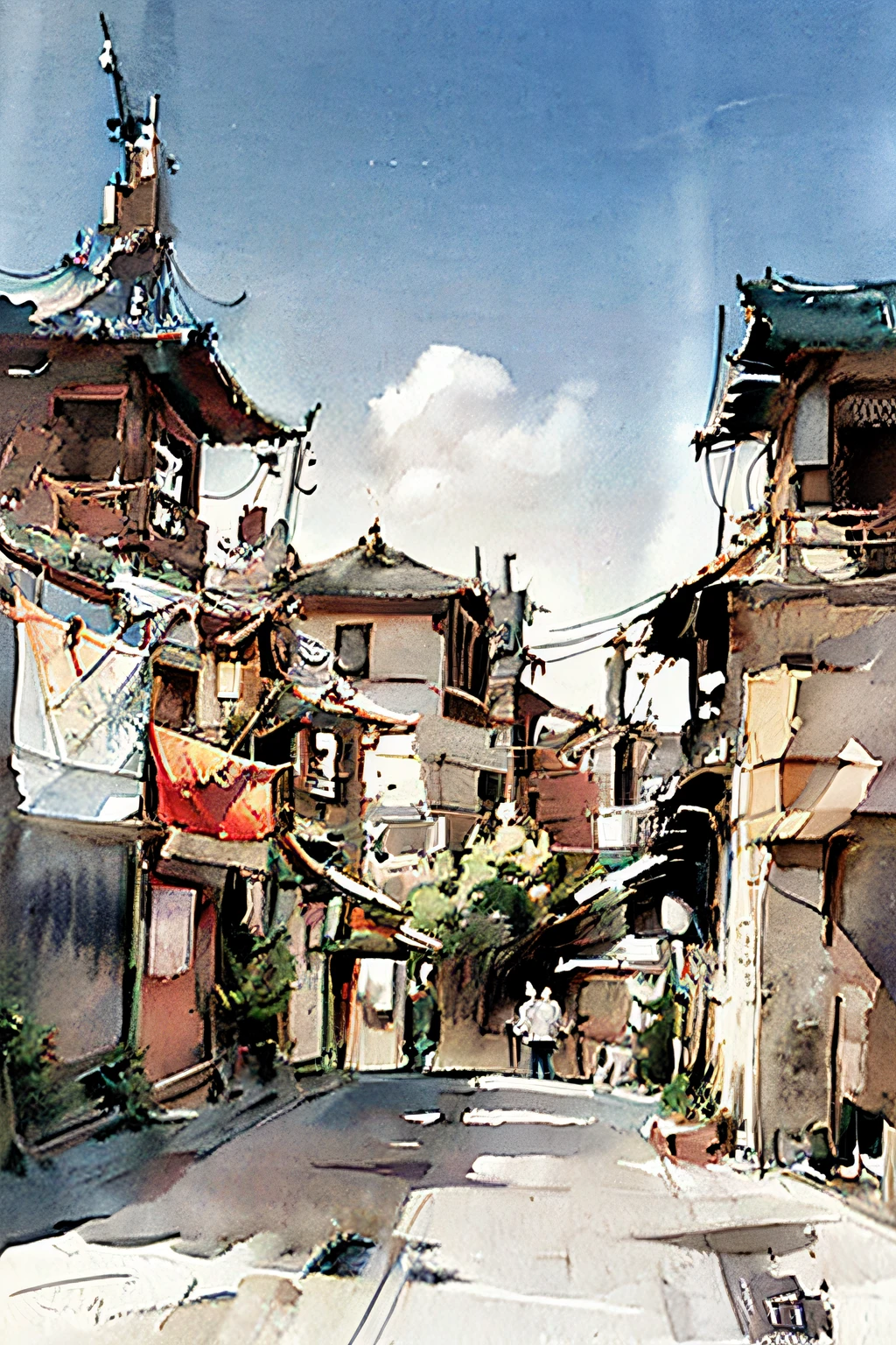 (upper body: 1.5),(white background:1.4), ((tachi-e)), original,(illustration:1.1),(best quality),(masterpiece:1.1),(extremely detailed CG unity 8k wallpaper:1.1), (colorful:0.9),(panorama shot:1.4),(full body:1.05),(solo:1.2), (ink splashing),(color splashing),((watercolor)), clear sharp focus,{ 1girl standing },((chinese style )),flower background,outdoors,rocks, looking at viewer, make happy expressions,soft smile,pure,beautyfull detailed face and eyes,beautyfull intricacy clothing decorative pattern details, black hair,black eyes,colorwater