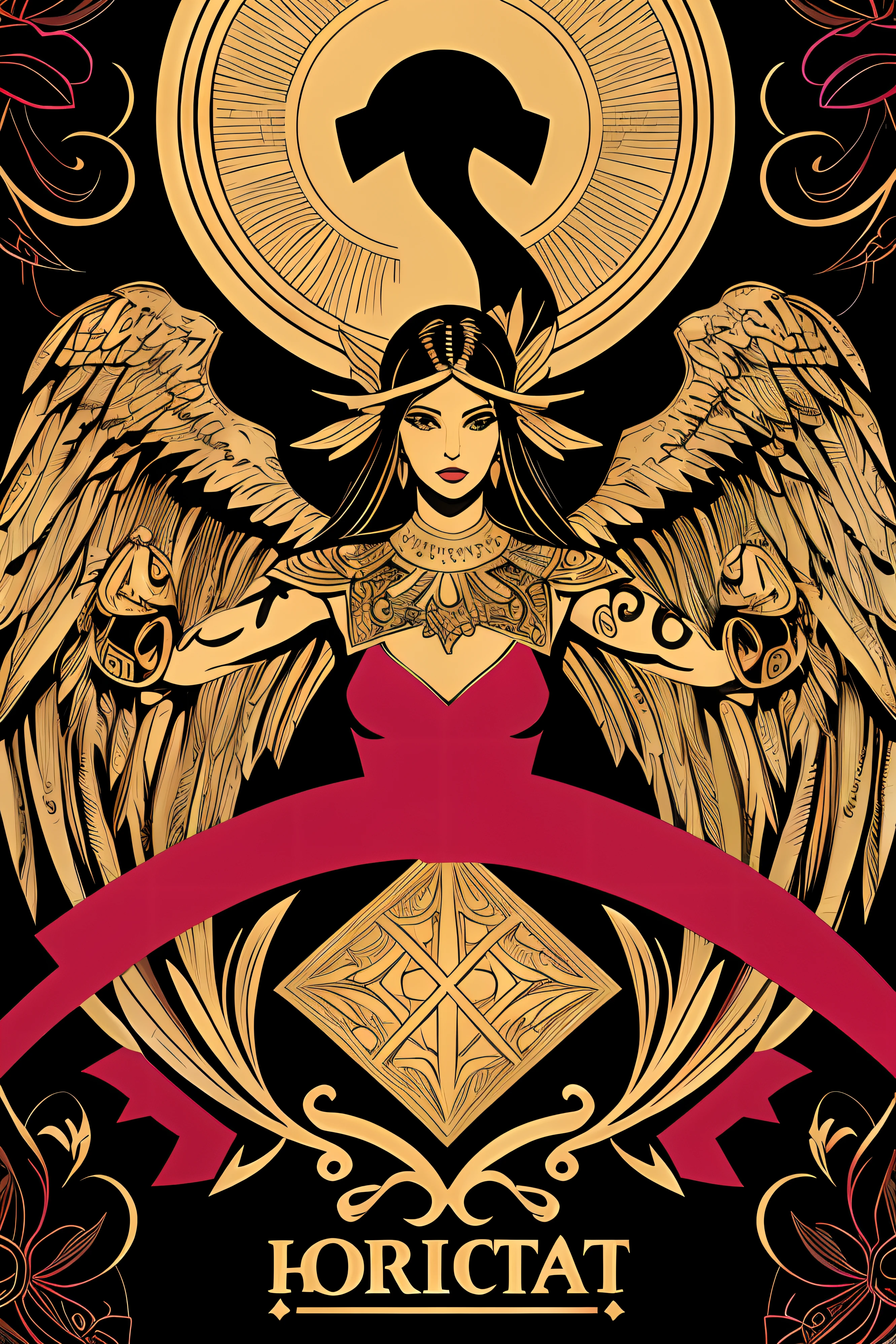 Flyer, sexy hot woman, rose petals, Mexican decoration, god, angels,
vector flat, gold, black,
Aaron Horkey,
masterpiece, ultra high res, high quality, vectorial art