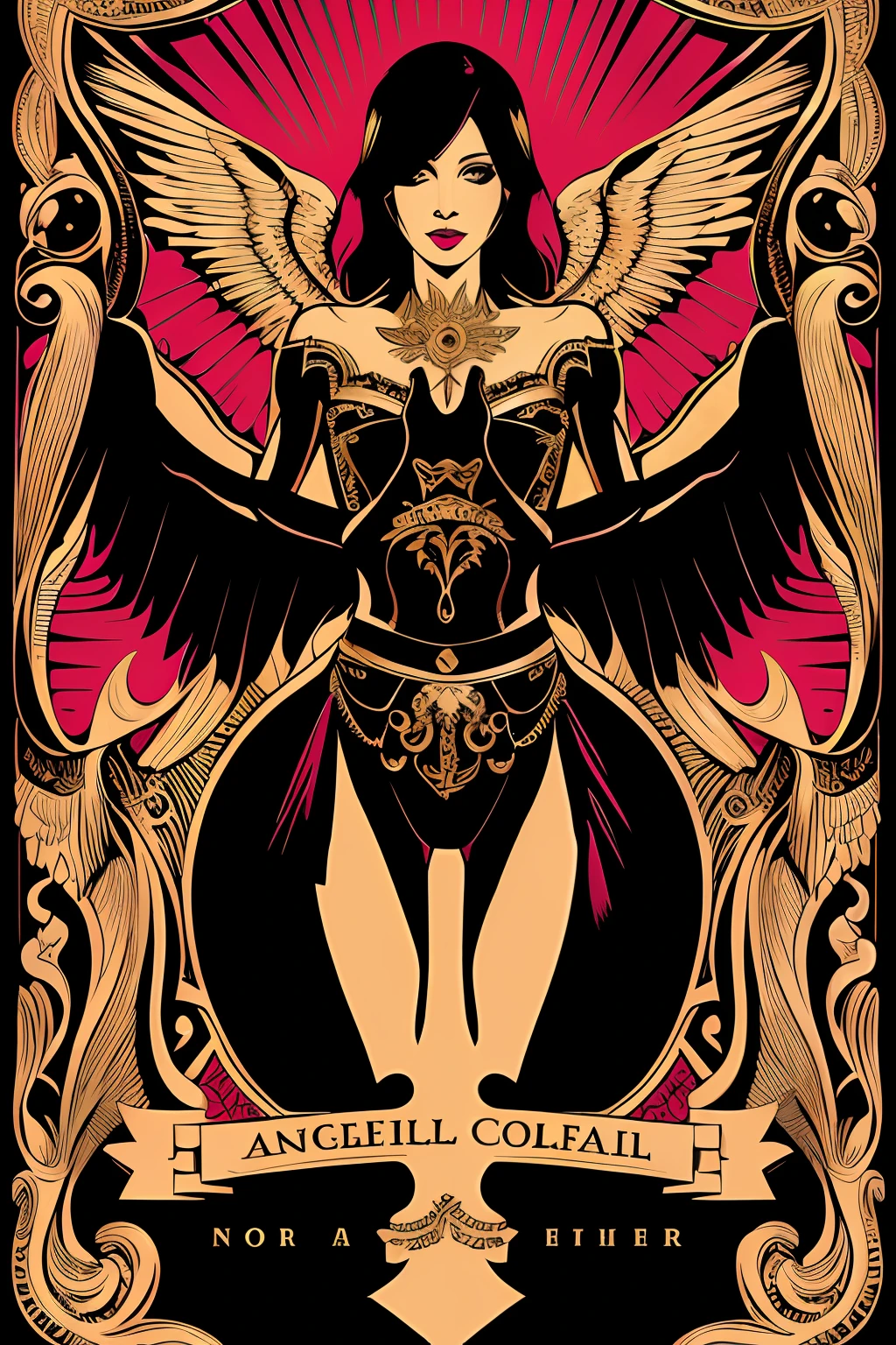 Flyer, angelical beautiful woman, cabaret, rose petals, Mexican decoration, god, angels,
vector flat, gold, black,
Aaron Horkey,
masterpiece, ultra high res, high quality, vectorial art