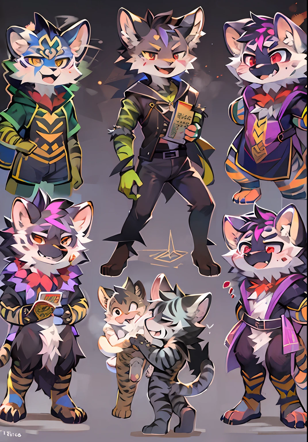 shaggy,Full body fur,Black skin,White totem all over,felid,tigre,magia,The demons,takeout