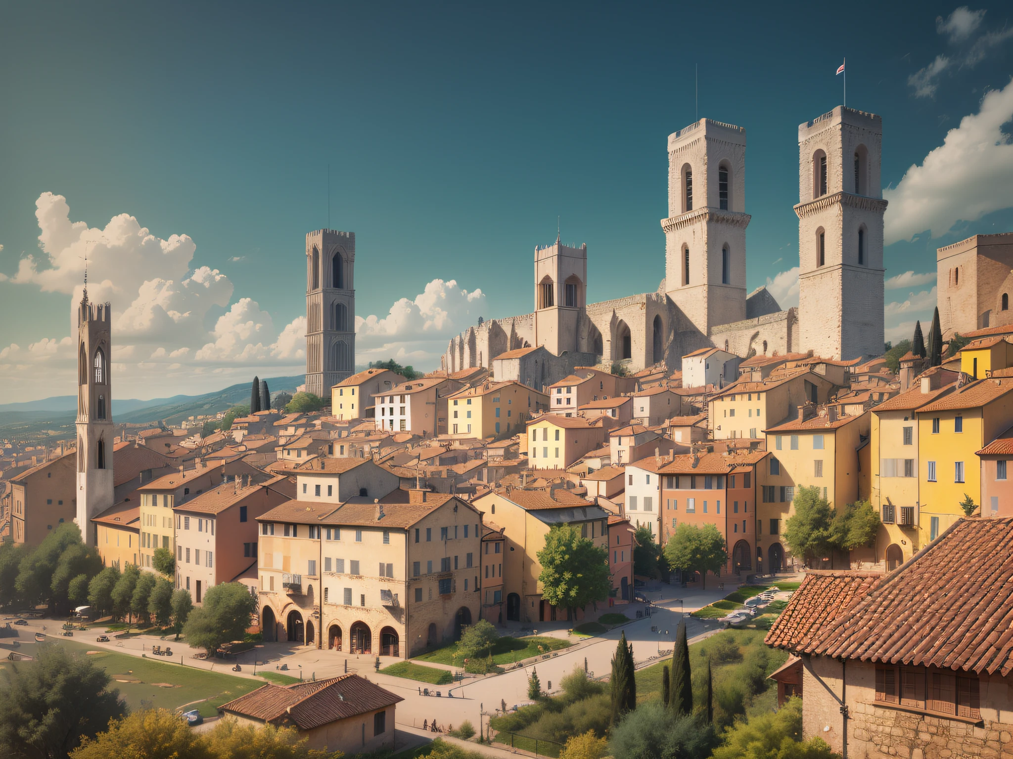 (extremely detailed CG unity 8k wallpaper,masterpiece, best quality, ultra-detailed),(best illumination, best shadow, an extremely delicate and beautiful),medieval town,architecture, San Gimignano, Italy