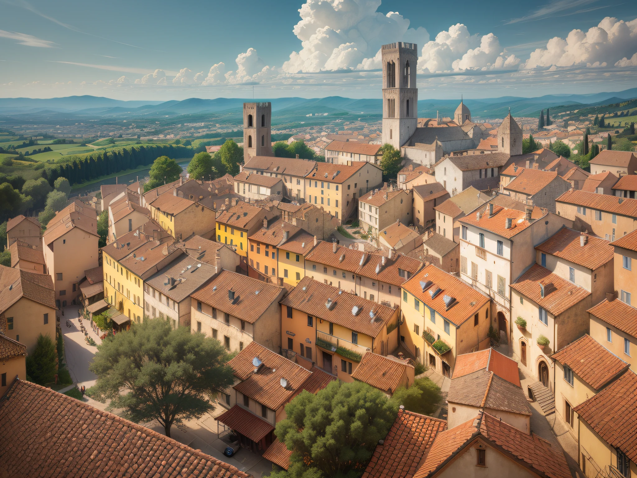 (extremely detailed CG unity 8k wallpaper,masterpiece, best quality, ultra-detailed),(best illumination, best shadow, an extremely delicate and beautiful),medieval town,architecture, San Gimignano, Italy