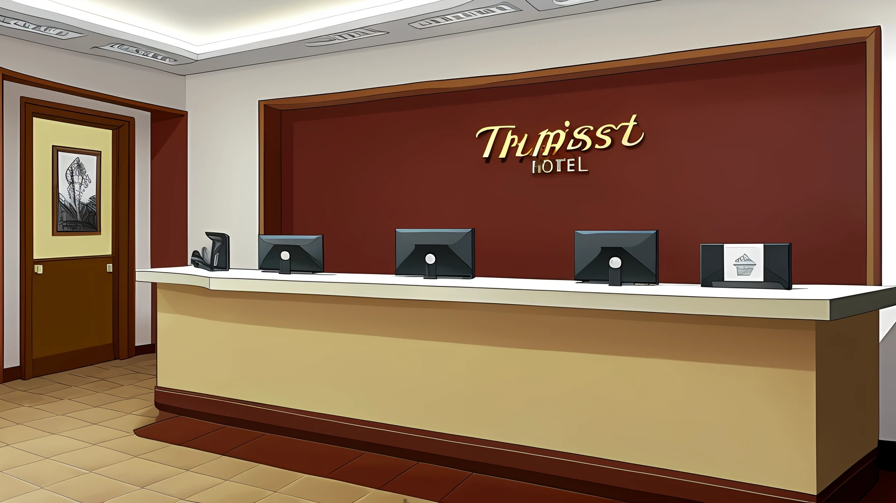 Hotel reception， 8K， hyper HD， tmasterpiece， highest  quality