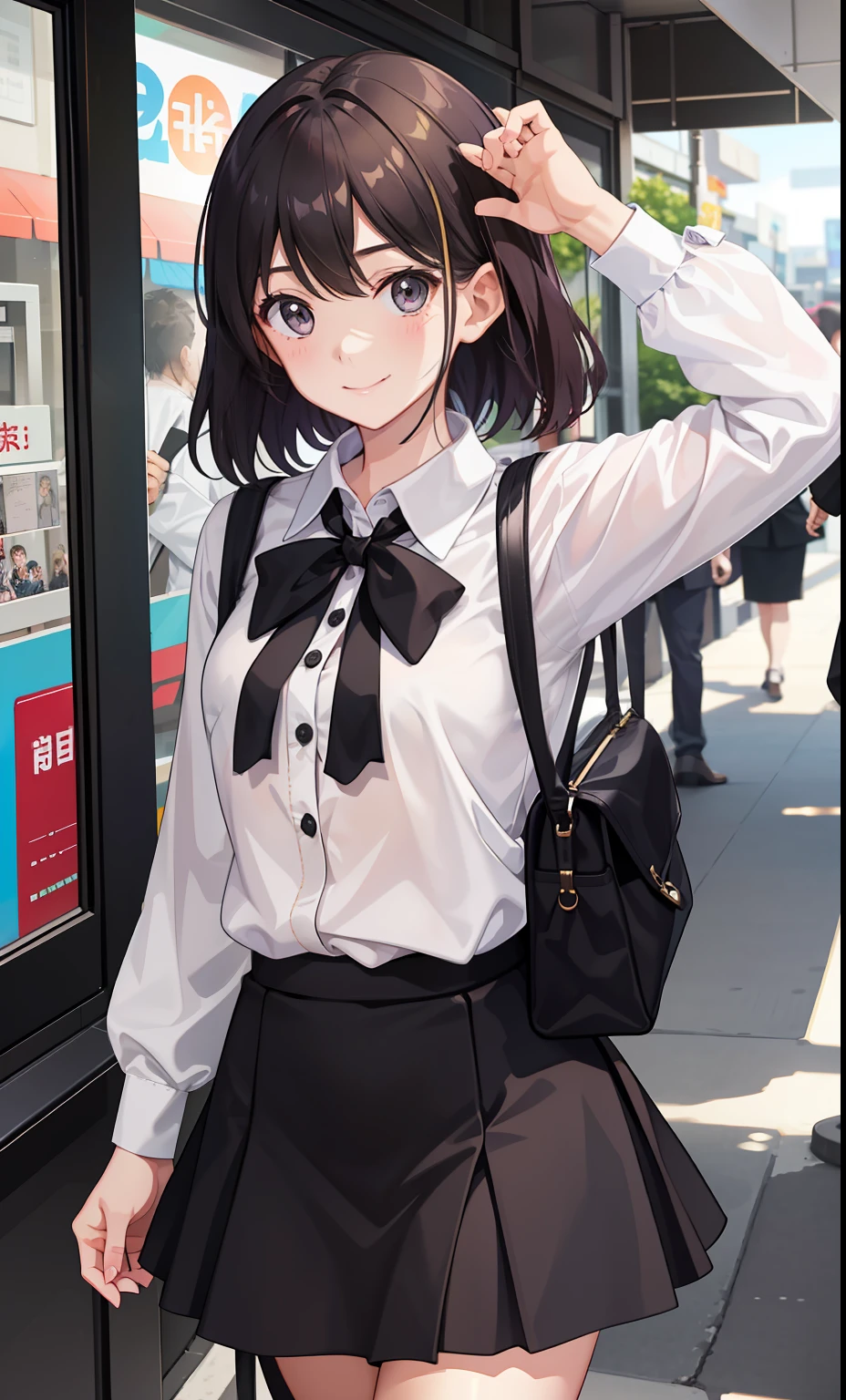 1girl in、A smile、The shirt、Blouse、skirt by the、（small tits）Chilarism、movement、