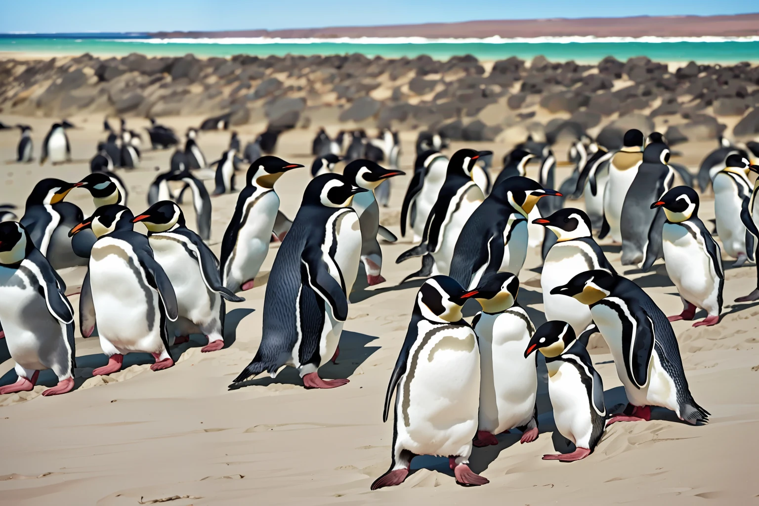 Colony of Magellan Penguins on a beach at Punta Tombo, Argentina.