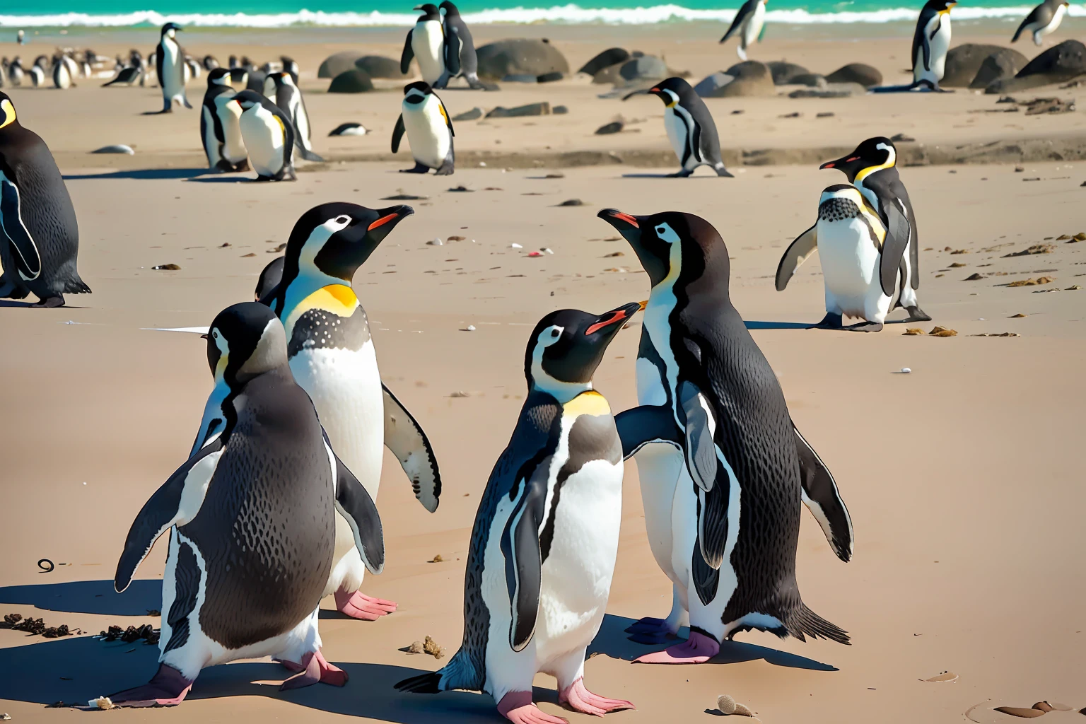 Colony of Magellan Penguins on a beach at Punta Tombo, Argentina.