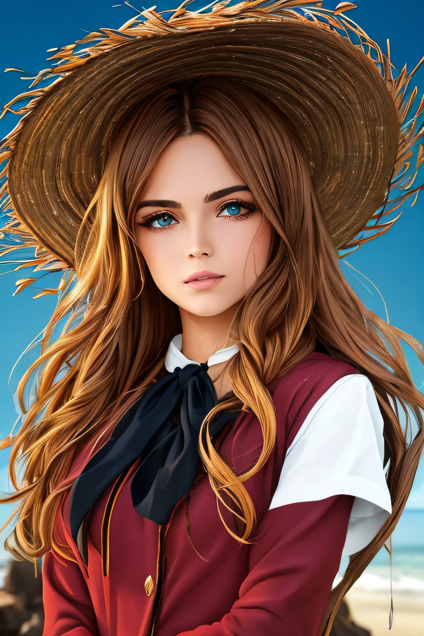 ((adesivos)), 1girl, solo, cabelo comprido, seios, olhando para o espectador, franja, cabelo preto, luvas, ombros nus, seios pequenos, olhos castanhos, 鎖骨, parte superior do corpo, Split lips, headwear preto, musculoso, cowboy hat, regata, fogo, regata preta (obra-prima:1.2), (melhor qualidade), (ultra detalhado), (8k, 4k, intrincado),(altamente detalhado:1.2),