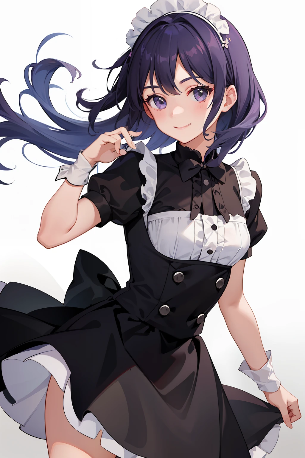 1girl in、A smile、A delightful、skirt by the、(small tits)Chilarism、doress、pinafore,,,,,,、Maids,,,,,,,,、hair adornments、movement、