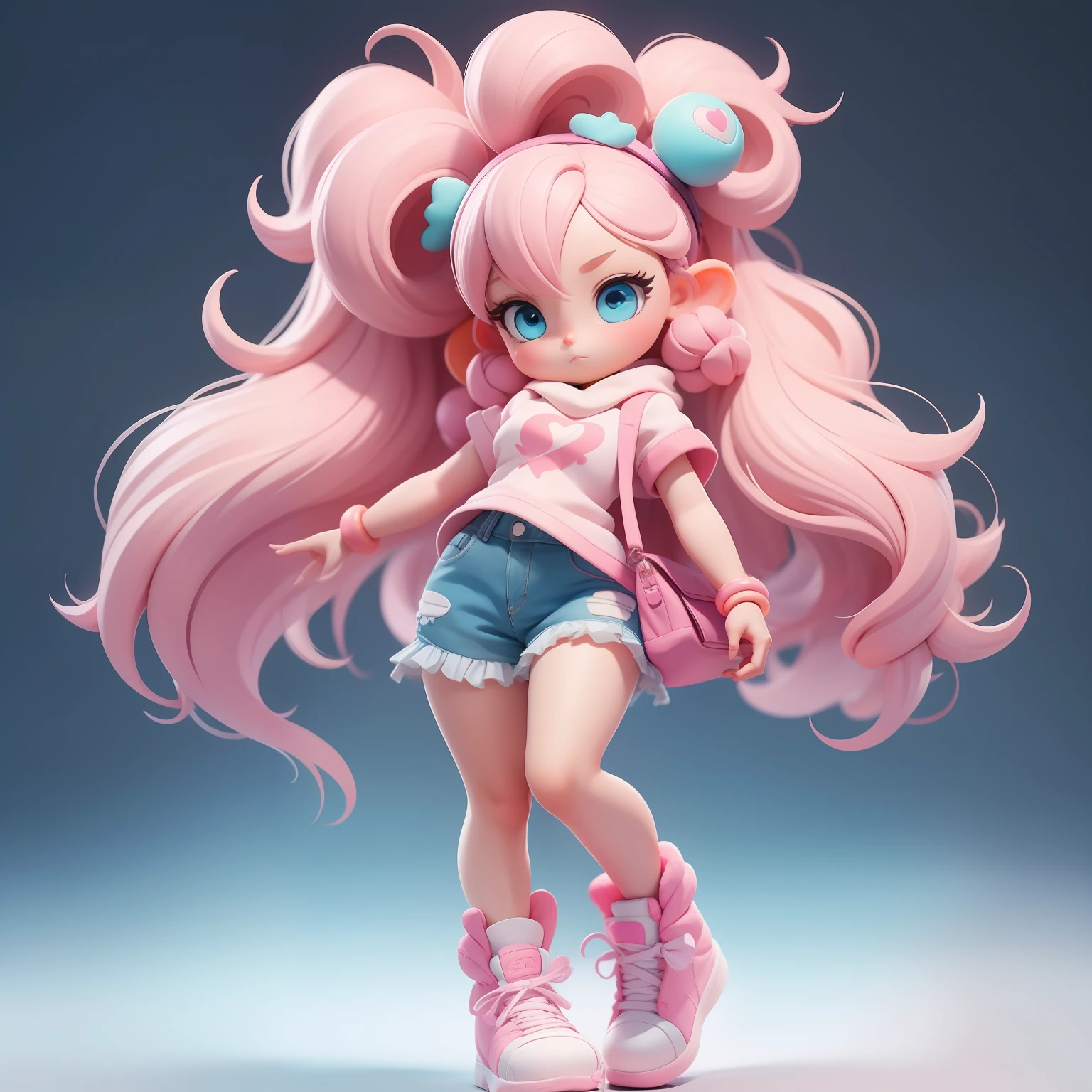 a super cute girl, full body, dreamy cute hair accessoriesPopmart Blind Box, IP design, clean and bright background3D rendering, OC rendering, 8k, soft focus, fine Glossysuper detail --ar 3:6 50 --q 2 --niji 5 --style expressive --s 2