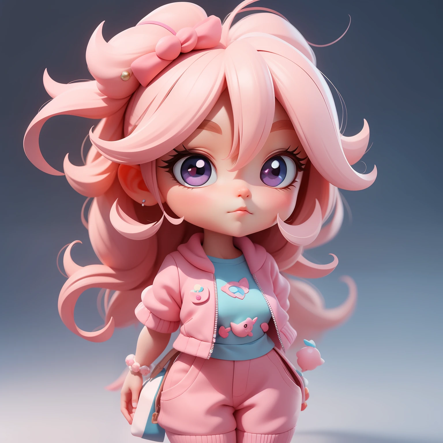 a super cute girl, full body, dreamy cute hair accessoriesPopmart Blind Box, IP design, clean and bright background3D rendering, OC rendering, 8k, soft focus, fine Glossysuper detail --ar 3:6 50 --q 2 --niji 5 --style expressive --s 2