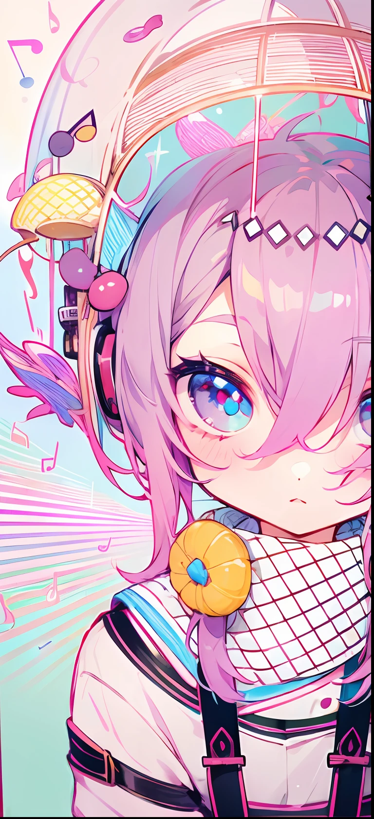 VOCALOID、One girl、colourful hair、PastelColors、dome、cute little、Music Background