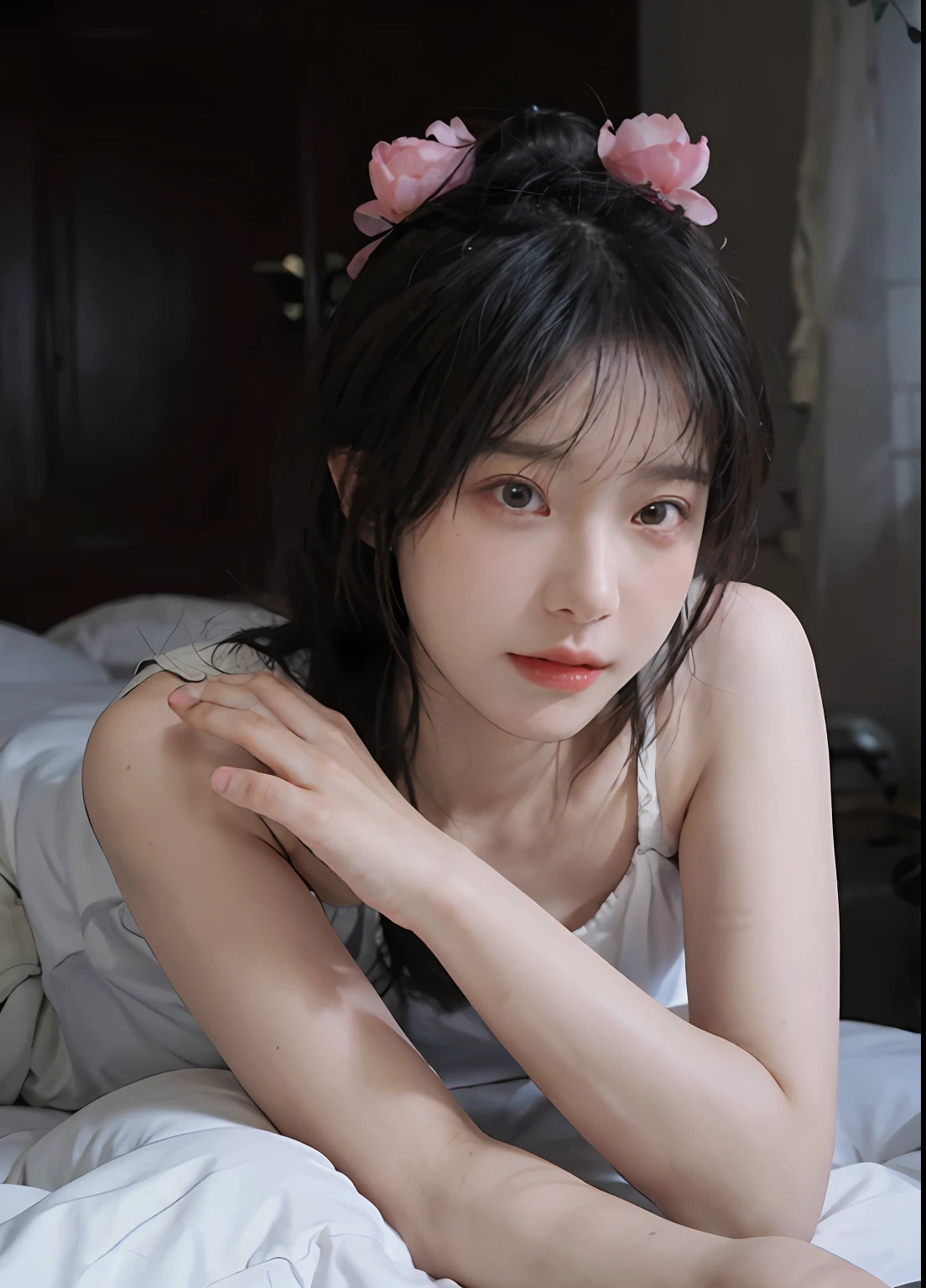best qualtiy, 超高分辨率, (realisticlying:1.4), one-girl, A pair of clear and moving peach blossom eyes,Royal Sister,(realistic, photo-realistic:1.37), professional lighting, photon mapping, light energy transmission,physically-based renderingt,