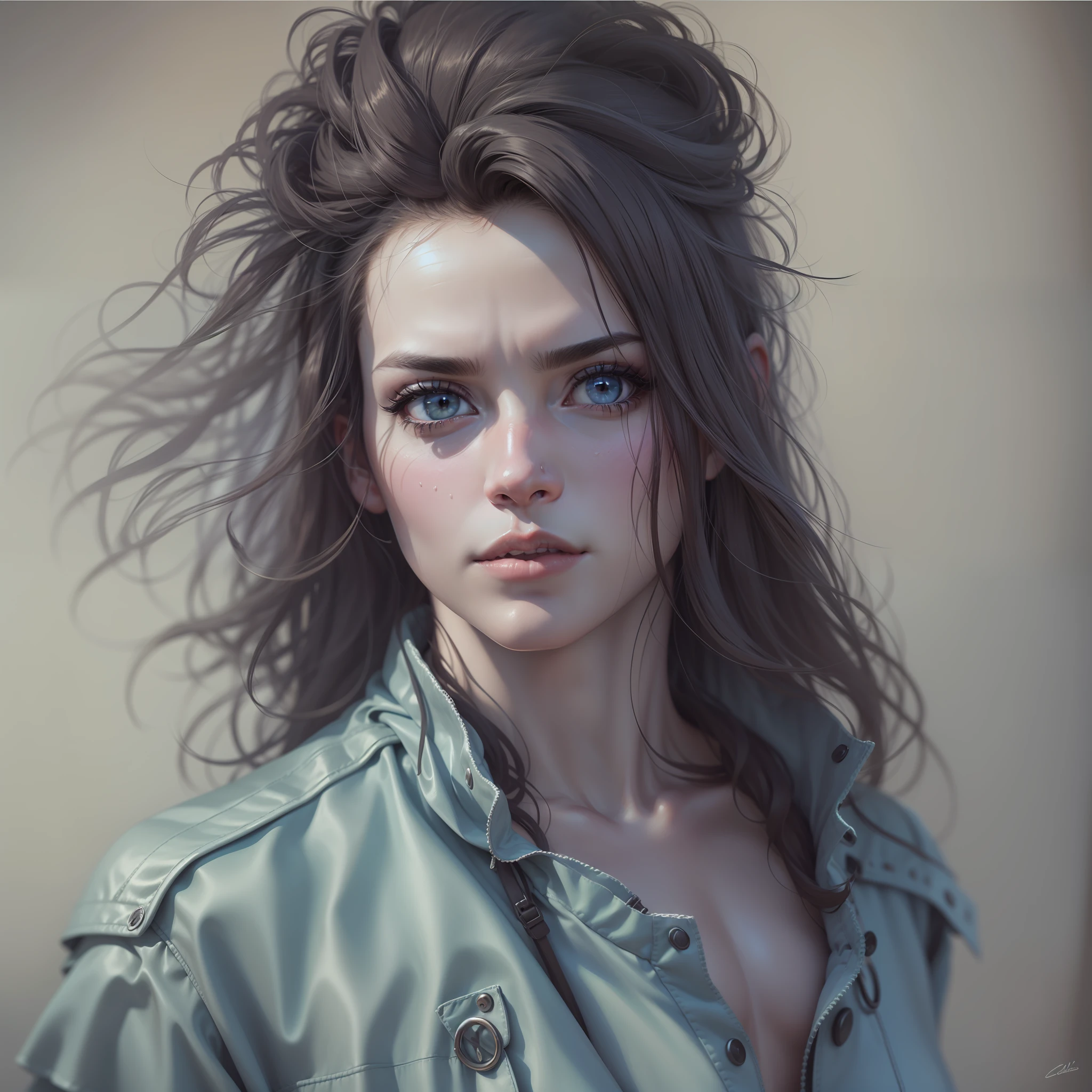 Close portrait, (detalhes da pele), (mulher escocesa de 35 anos), olhos azuis, cabelo liso, loira, ultra realista, thirds rule, rosto detalhado, fofo, profundidade de campo rasa, detalhes intrincados, vestindo jaqueta preta