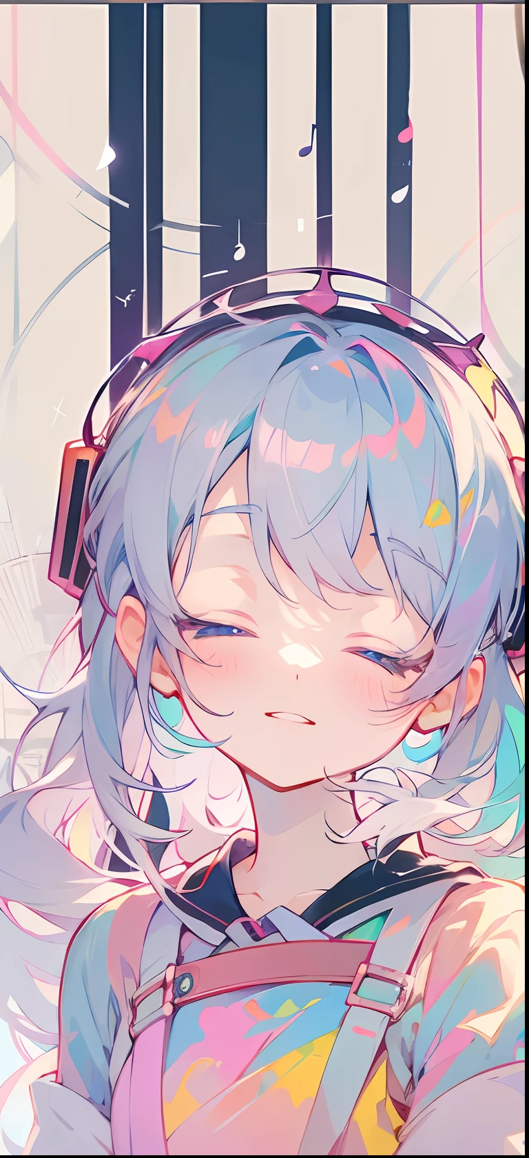 VOCALOID、One girl、colourful hair、PastelColors、dome、cute little、Music Background