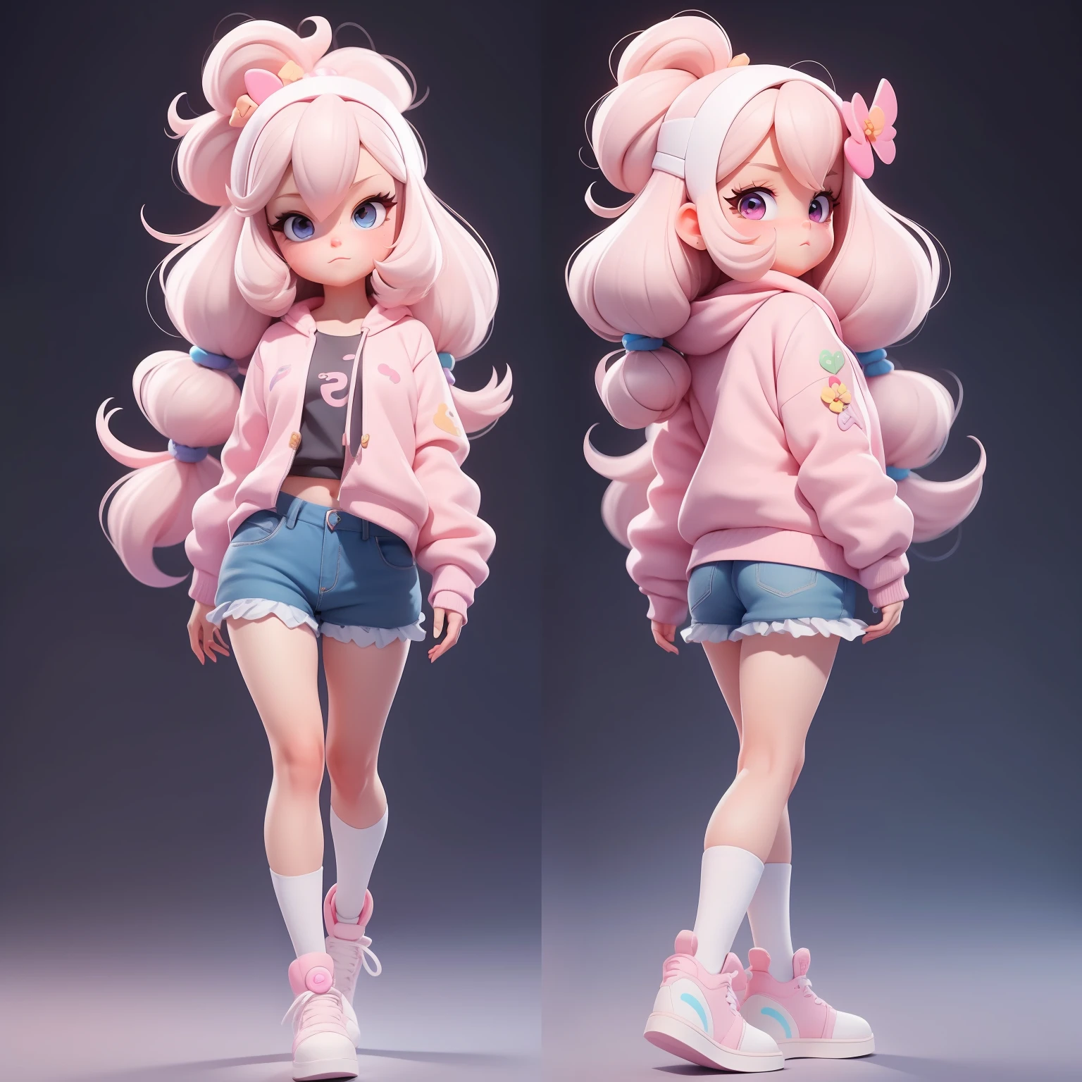 a super cute girl, full body, dreamy cute hair accessoriesPopmart Blind Box, IP design, clean and bright background3D rendering, OC rendering, 8k, soft focus, fine Glossysuper detail --ar 3:6 50 --q 2 --niji 5 --style expressive --s 2