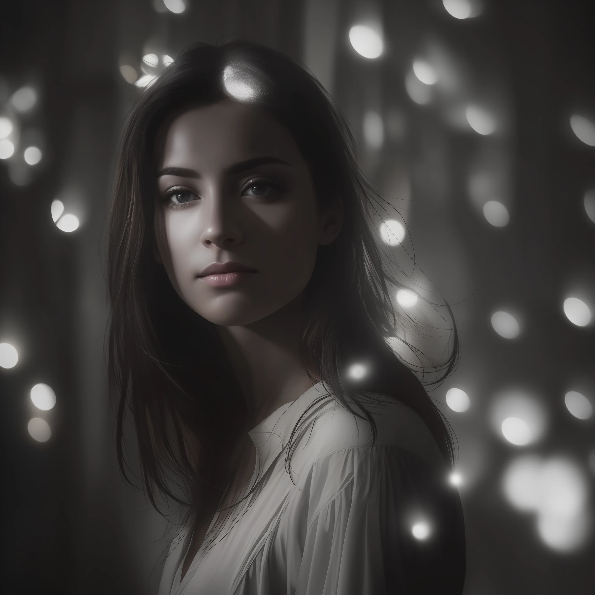 Bokeh, cru, ((luz do sol espalhada sobre o rosto)), Close portrait, (detalhes extremos da pele), (mulher escocesa de 30 anos), ultra realista, thirds rule, Dramatic ceiling lighting, rosto detalhado, fofo, profundidade de campo rasa, detalhes intrincados, raios divinos, vazamentos de luz, vestindo jaqueta preta
