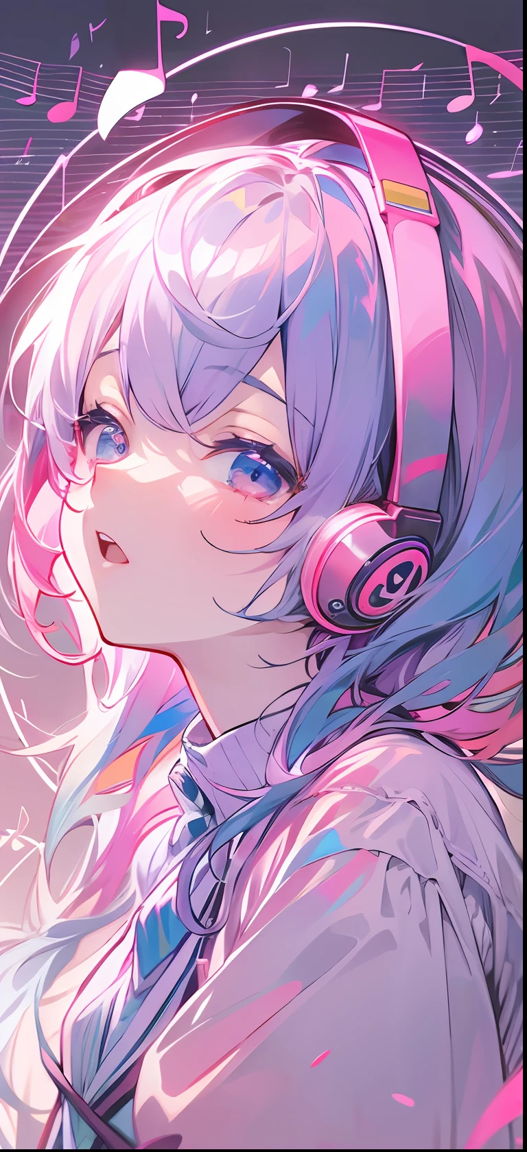 VOCALOID、One girl、colourful hair、PastelColors、dome、cute little、Music Background