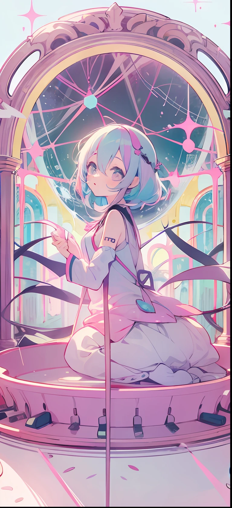 VOCALOID、One girl、colourful hair、PastelColors、dome、cute little、Music Background