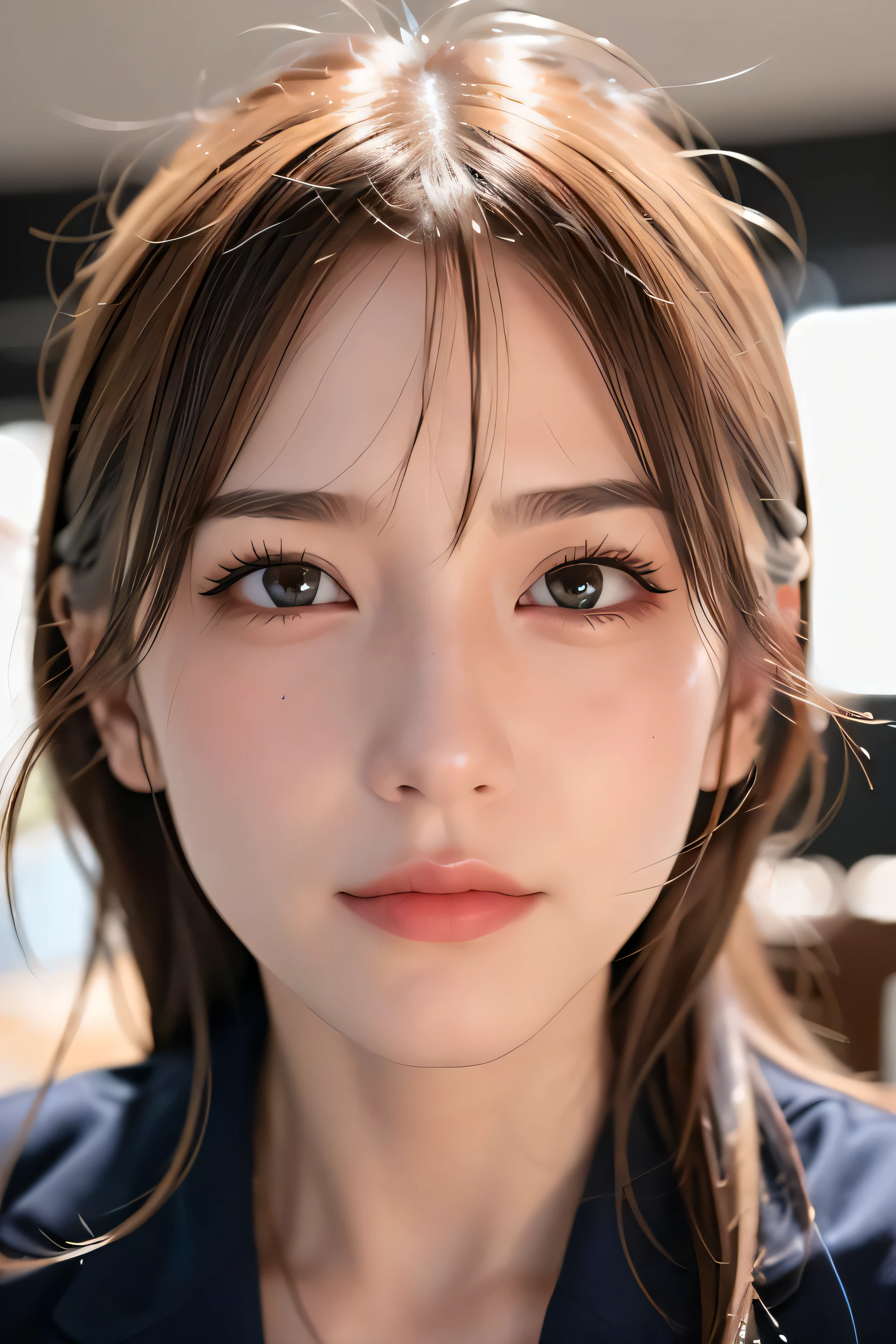 (realistic, photo-realistic:1.37),(8k, RAW photo, best quality, masterpiece:1.2), cute, ultra-detailed,heart-shaped pupils,physically-based rendering, ultra high res, kodakvision color, shot on Arricam LT Camera, bokeh, sharp focus,
looking at viewer,photorealistic,realistic, solo, photorealistic, best quality,extremely detailed face,extremely detailed eyes and face, beautiful detailed eyes,absurdres, incredibly absurdres,haunting smile,Messy hair, floating hair, ,