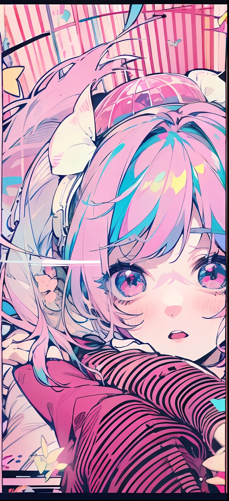 VOCALOID、One girl、colourful hair、PastelColors、dome、cute little、Music Background