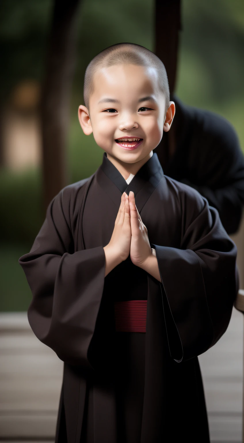 Eager child, Wearing monk robe, Smiled and made a gesture, wearing nun outfit, Wearing a yellow robe, Wearing a yellow robe, Wearing a yellow robe, monk clothes, dressed in simple robes, wearing brown robes, ancient japanese monk, dressed in simple robes, Portrait shooting, Wearing a yellow silk robe, Happy kids, Wearing a yellow robe, wearing a long flowing robe, buddhist monk