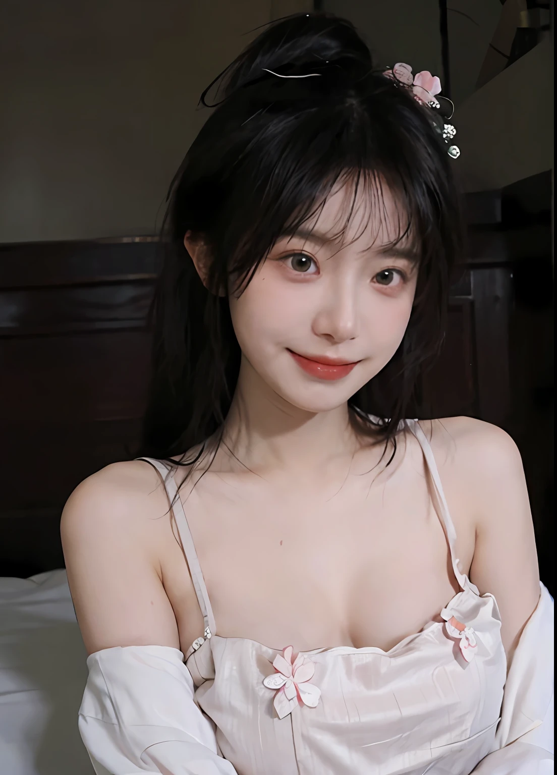 best qualtiy, 超高分辨率, (realisticlying:1.4), one-girl, A pair of clear and moving peach blossom eyes,Royal Sister,(full bodyesbian:1.2)a sense of atmosphere,a beauty girl, ssmile,(huge tit:1.2), looking at viewert, closeup cleavage ,parks,