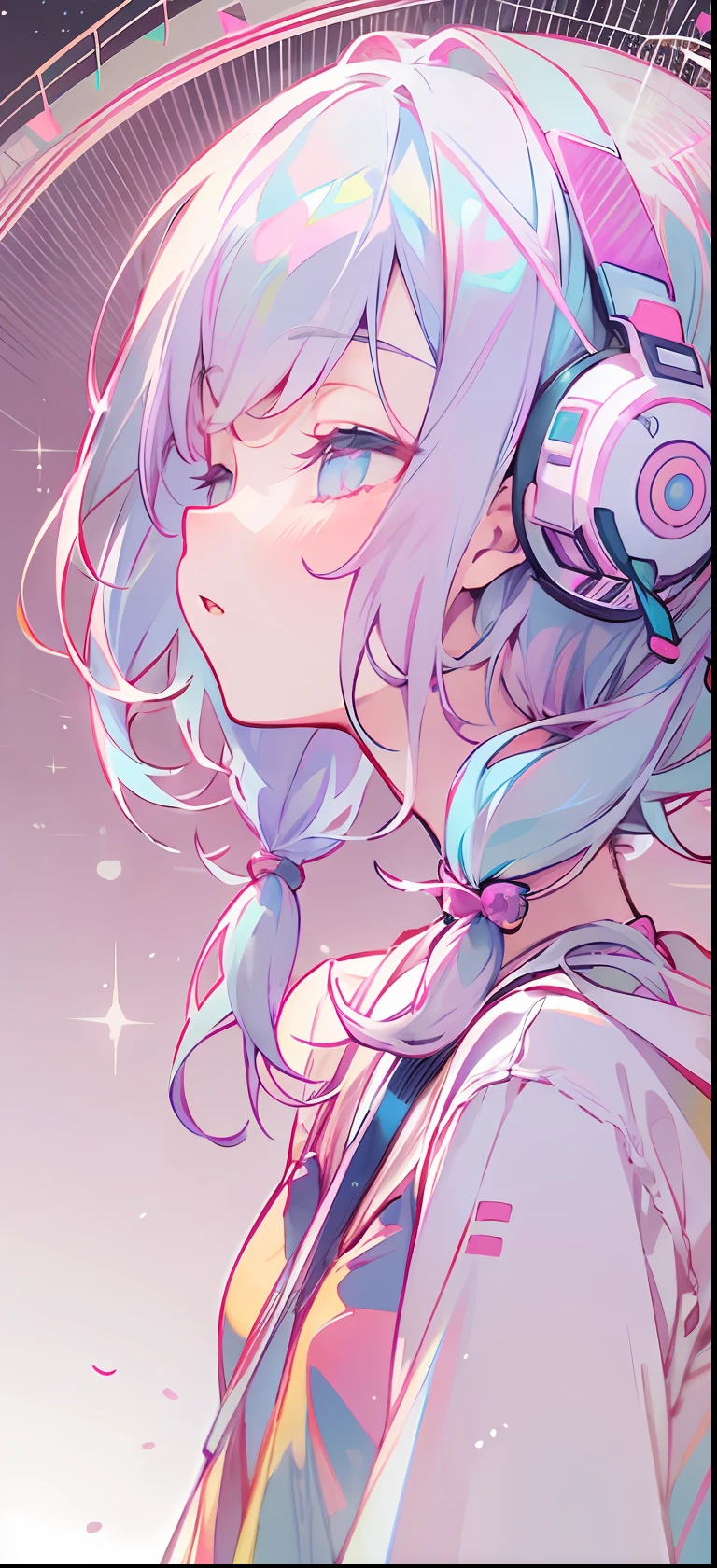 VOCALOID、One girl、colourful hair、PastelColors、dome、cute little、Music Background
