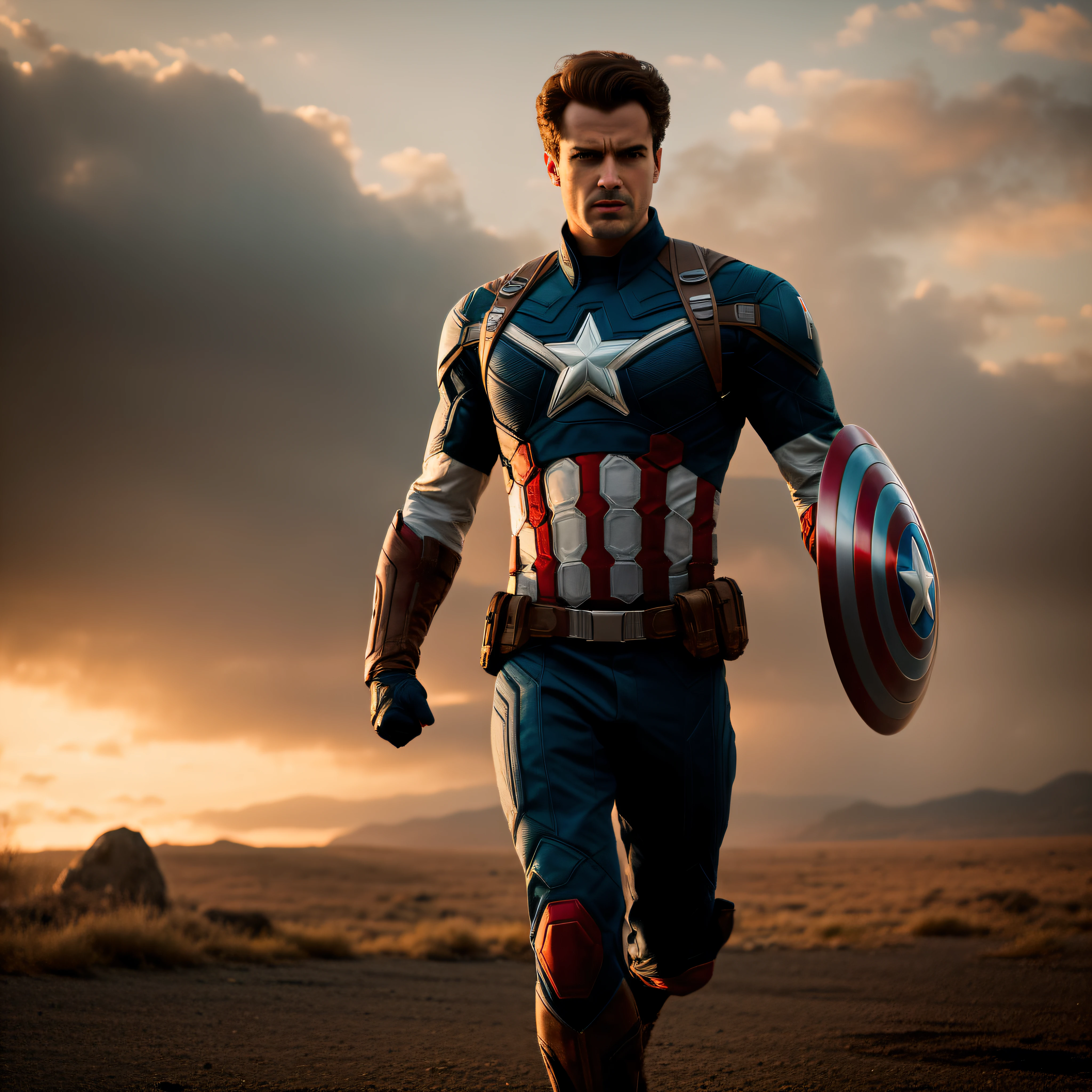 .estilo Tarantino, Captain America 8k, highes definition, rosto detalhado, rosto detalhado, olhos detalhados, traje detalhado, estilo marvel e dc, Hyper-realistic Gesaffelstein's chase style, fotorrealista, cinematic lighthing, atmosfera escura , volumeric lighting, Action Pose, epic scene, muitos detalhes finos, estilo de filme, fotografia, texturas naturais, luz natural, desfoque natural, fotorrealismo, cinematic render, ray tracing, max quality, maximum detail, cinemactic, Efeito de desfoque, Long exposure , 8K, Ultra-HD, natural lightting, Moody Lighting, cinematic lighthing, hiper-realista, vibrante, 8k, detalhado, ultradetalhe,