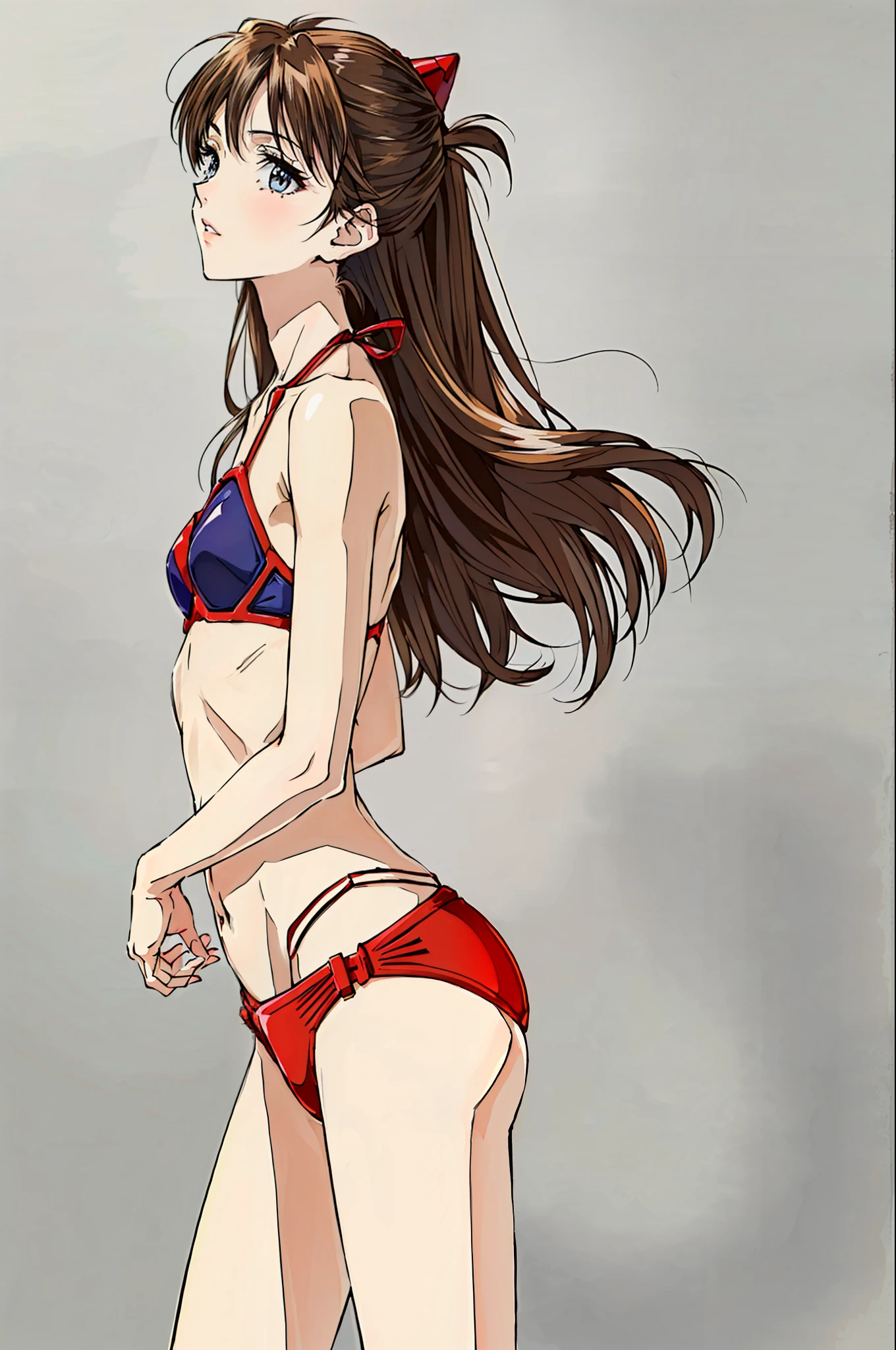 foto de retrato de ((very skinny Asuka Langley 20 years and 40 kilograms)), (( foto de cuerpo entero)), (((Beautiful Asuka Langley very anorexic))), ((muy flaco en bikini)), (((huesos y costillas visibles) ))) , ((small flat breasts)), ((very small waist)), ((piernas delgadas)), ((Cara hermosa)), ((Vista de perfil de cuerpo completo)), (((concave abdomen))), ((El cuerpo de Asuka Langley muy muy delgado)), (((fondo blanco))). ((Cabello en el viento)). (((mejor calidad))), ((Estilo evangelion)), ((costillas visibles)). ((Asuka Langley muy desnutrida en los huesos)).