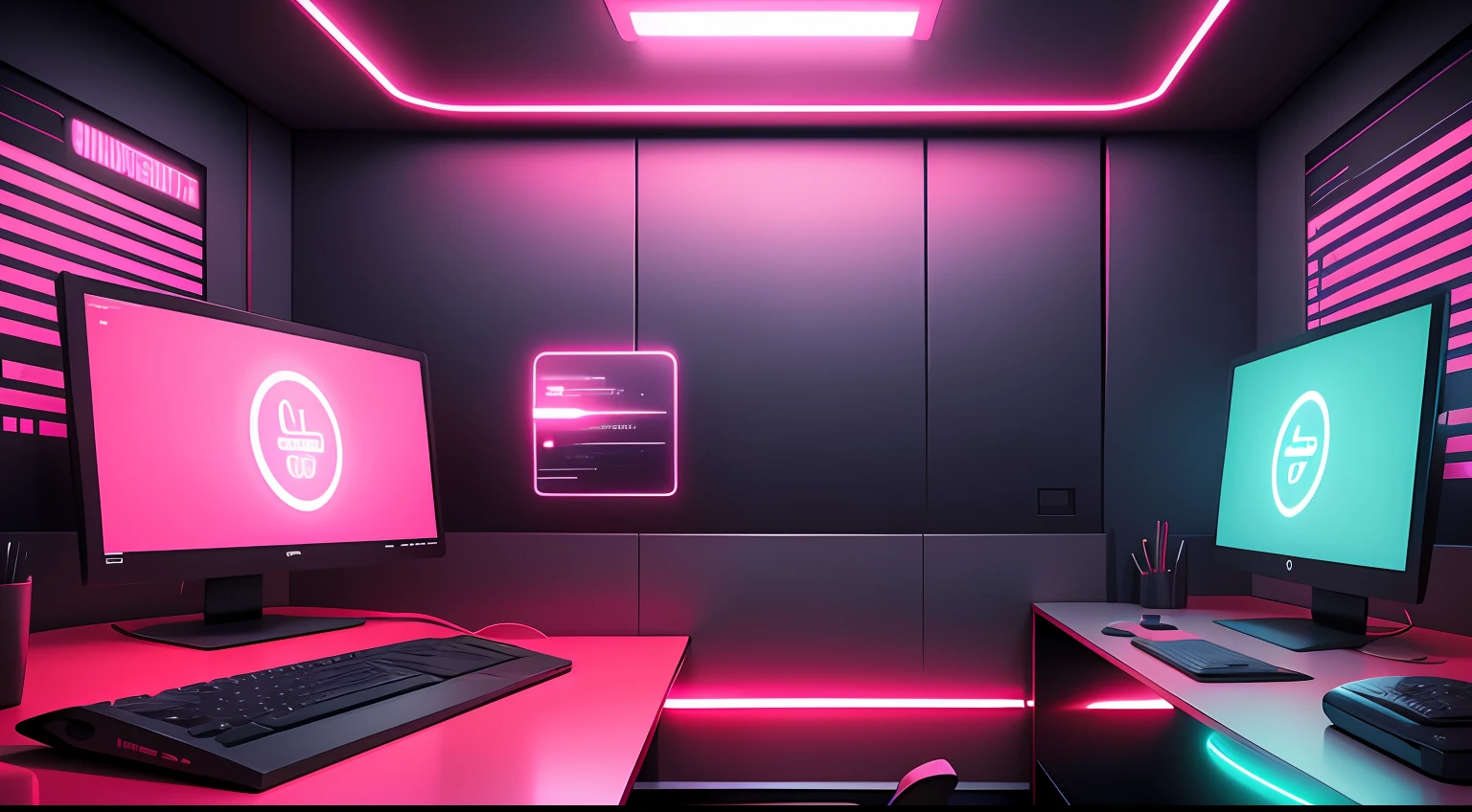 futuristic backdrop, websites e computador, advertising agency, estilo futurista, fundo de neon vermelho, tema vermelho, renderizado em um vibrante, estilo multiplataforma, with a focus on the desktop, celular, notebook e gabinete --auto