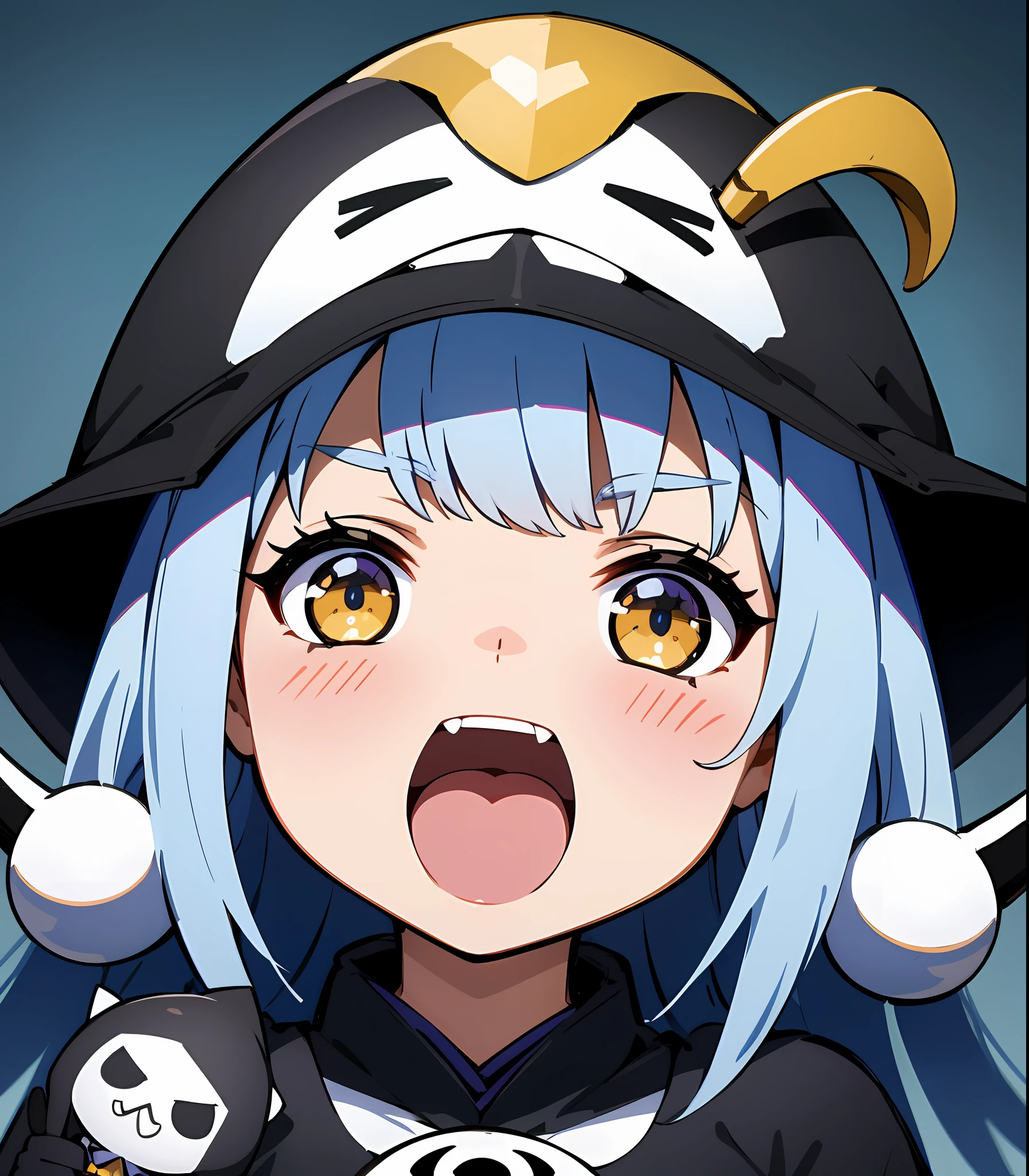 (masterpiece、top-quality、ultra-detailliert、Best Shadows)、细致背景、a sticker、hight resolution、ultra-detailliert、((shinigami))、(1 Chibi character)、Beautiful hair、kawaii faces、A detailed eye、executioner、With a big sickle、livestream、Charisma Idol Pose、Detailed hand、perfect hand、intricate detailes