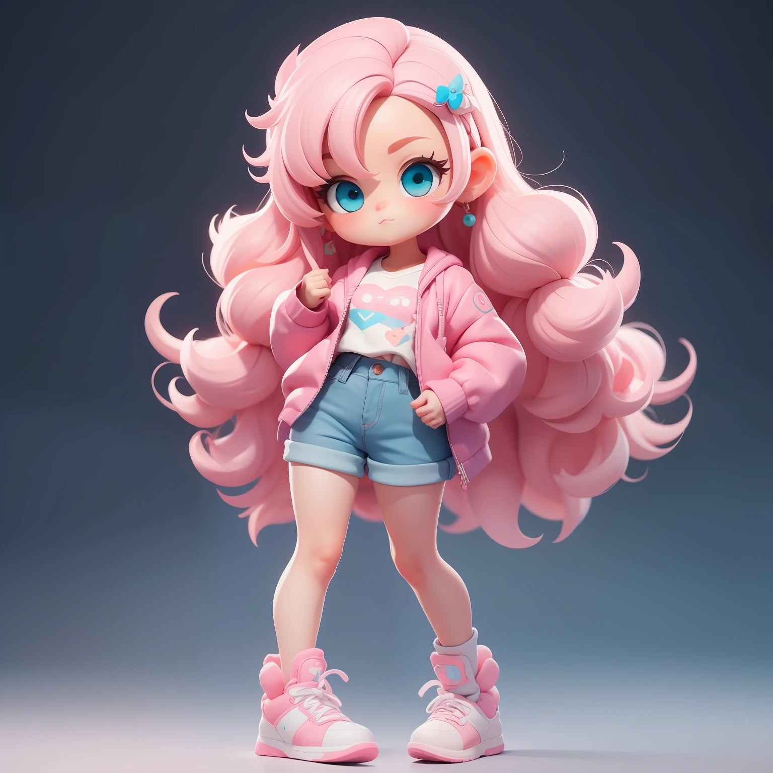 a super cute girl, full body, dreamy cute hair accessoriesPopmart Blind Box, IP design, clean and bright background3D rendering, OC rendering, 8k, soft focus, fine Glossysuper detail --ar 3:6 50 --q 2 --niji 5 --style expressive --s 2