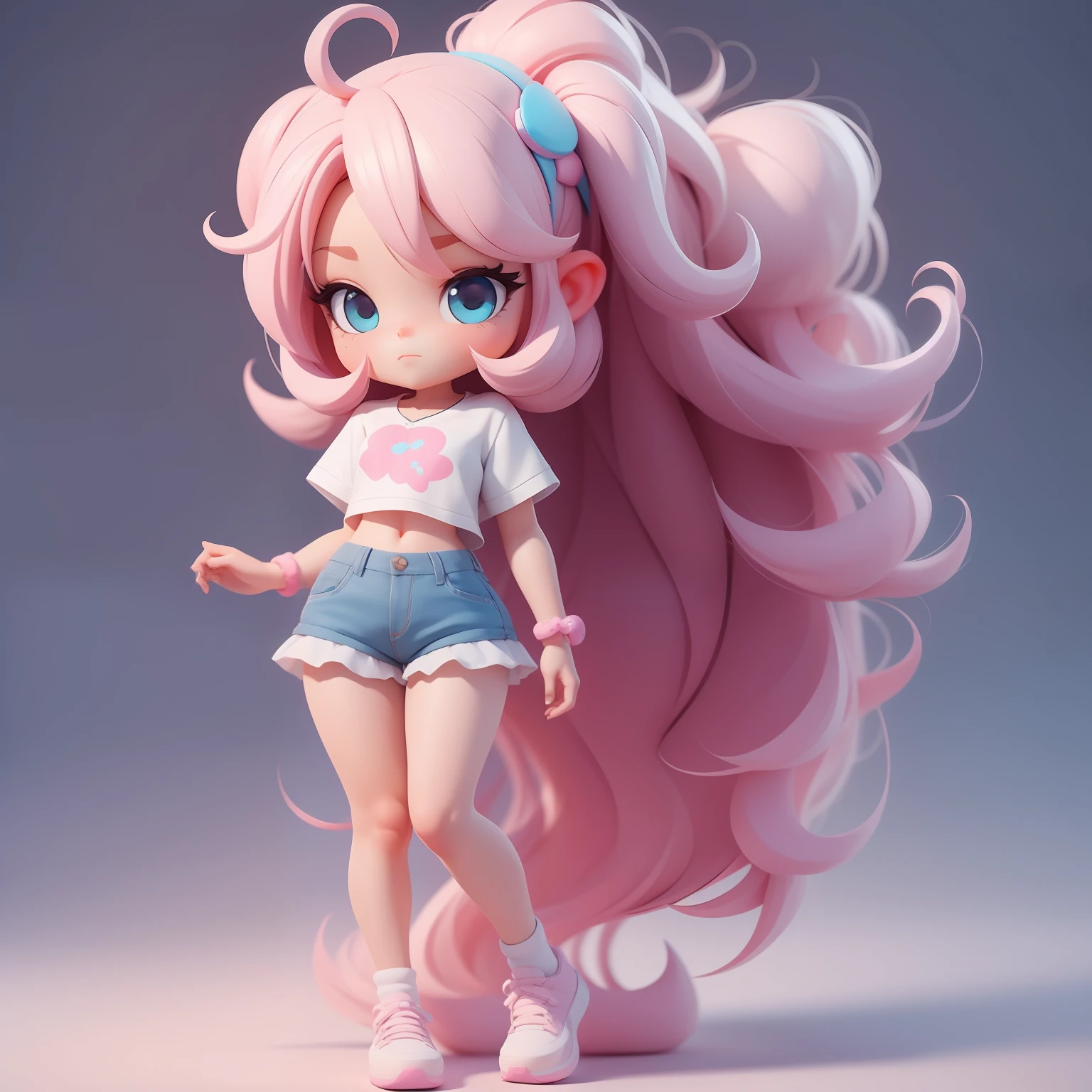 a super cute girl, full body, dreamy cute hair accessoriesPopmart Blind Box, IP design, clean and bright background3D rendering, OC rendering, 8k, soft focus, fine Glossysuper detail --ar 3:6 50 --q 2 --niji 5 --style expressive --s 2