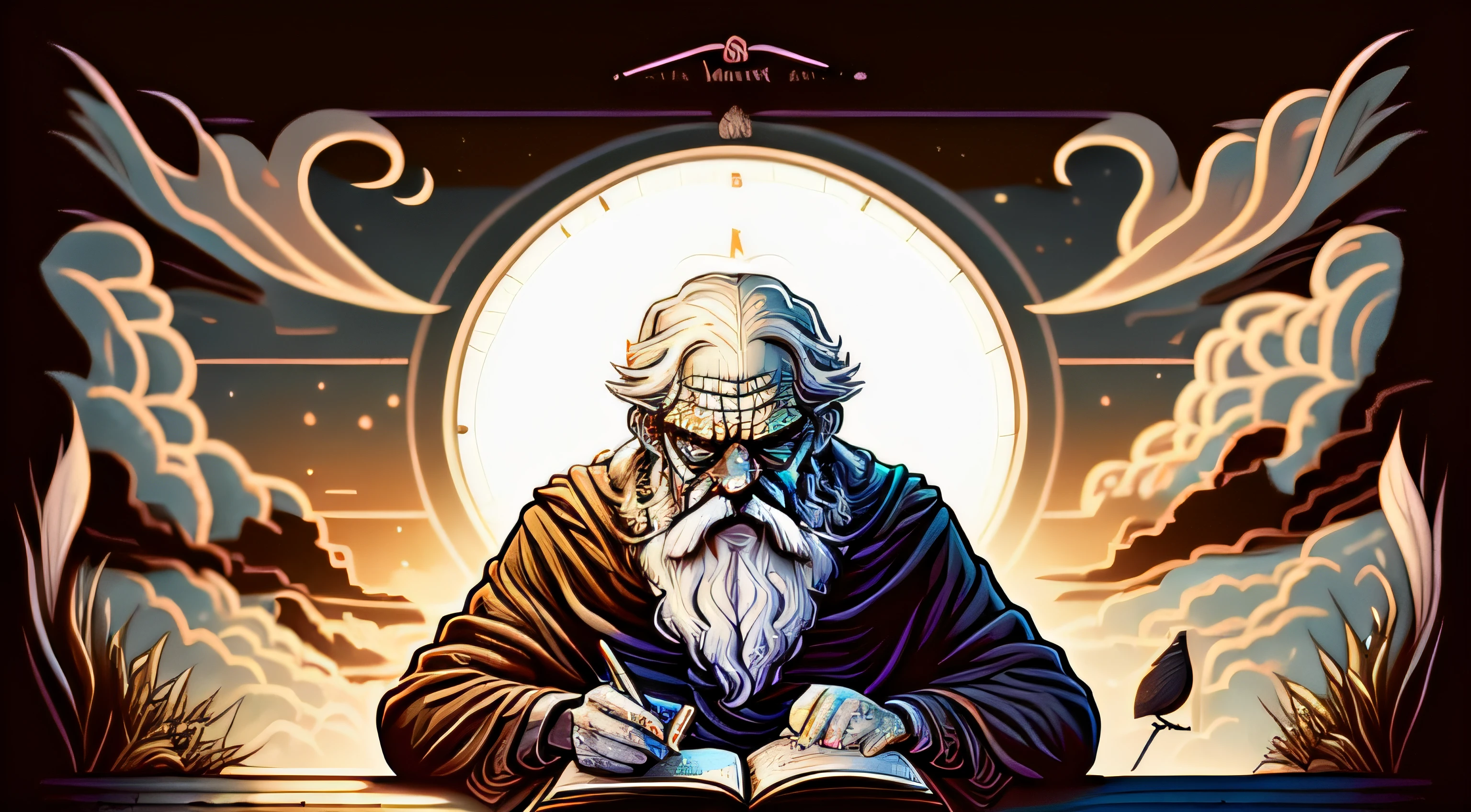 stoic wise man writing on a diary