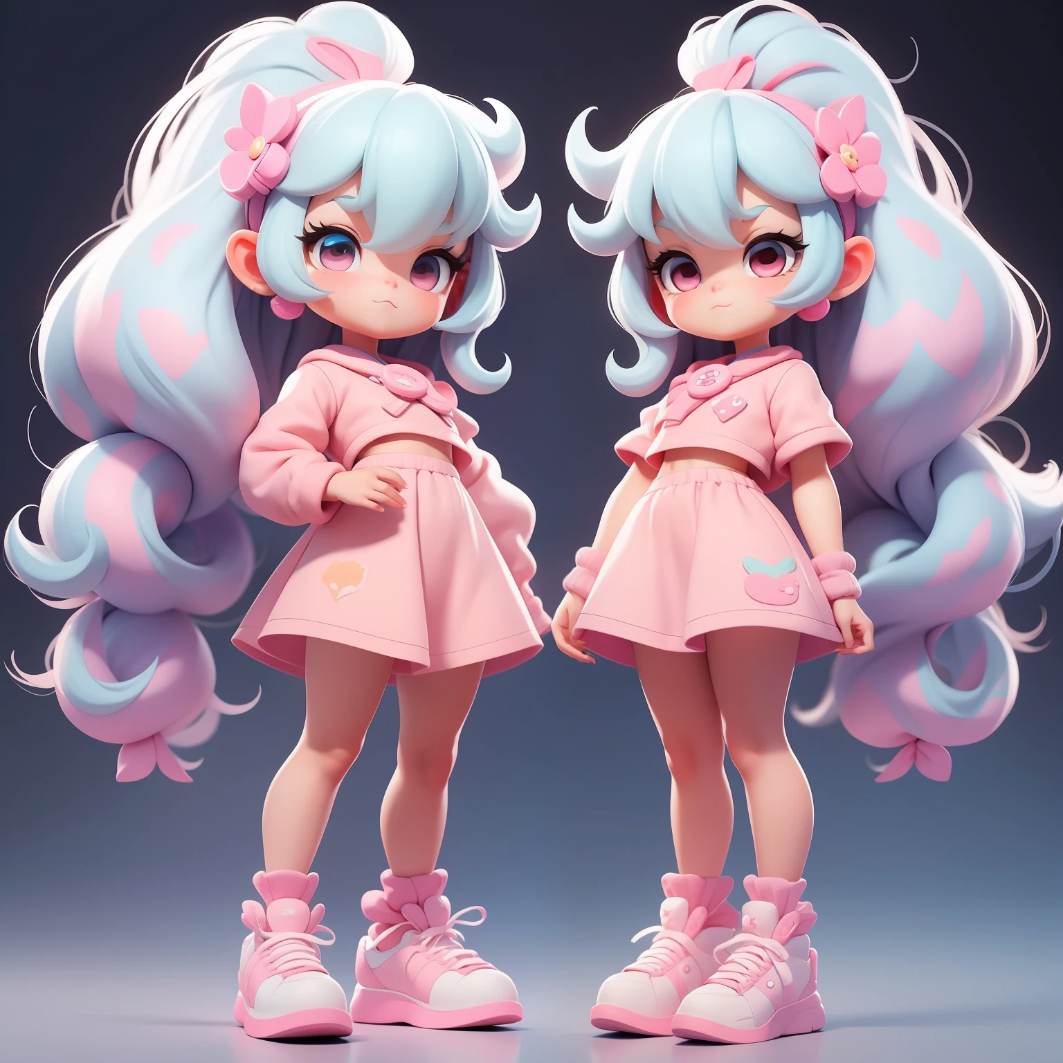 a super cute girl, full body, dreamy cute hair accessoriesPopmart Blind Box, IP design, clean and bright background3D rendering, OC rendering, 8k, soft focus, fine Glossysuper detail --ar 3:6 50 --q 2 --niji 5 --style expressive --s 2