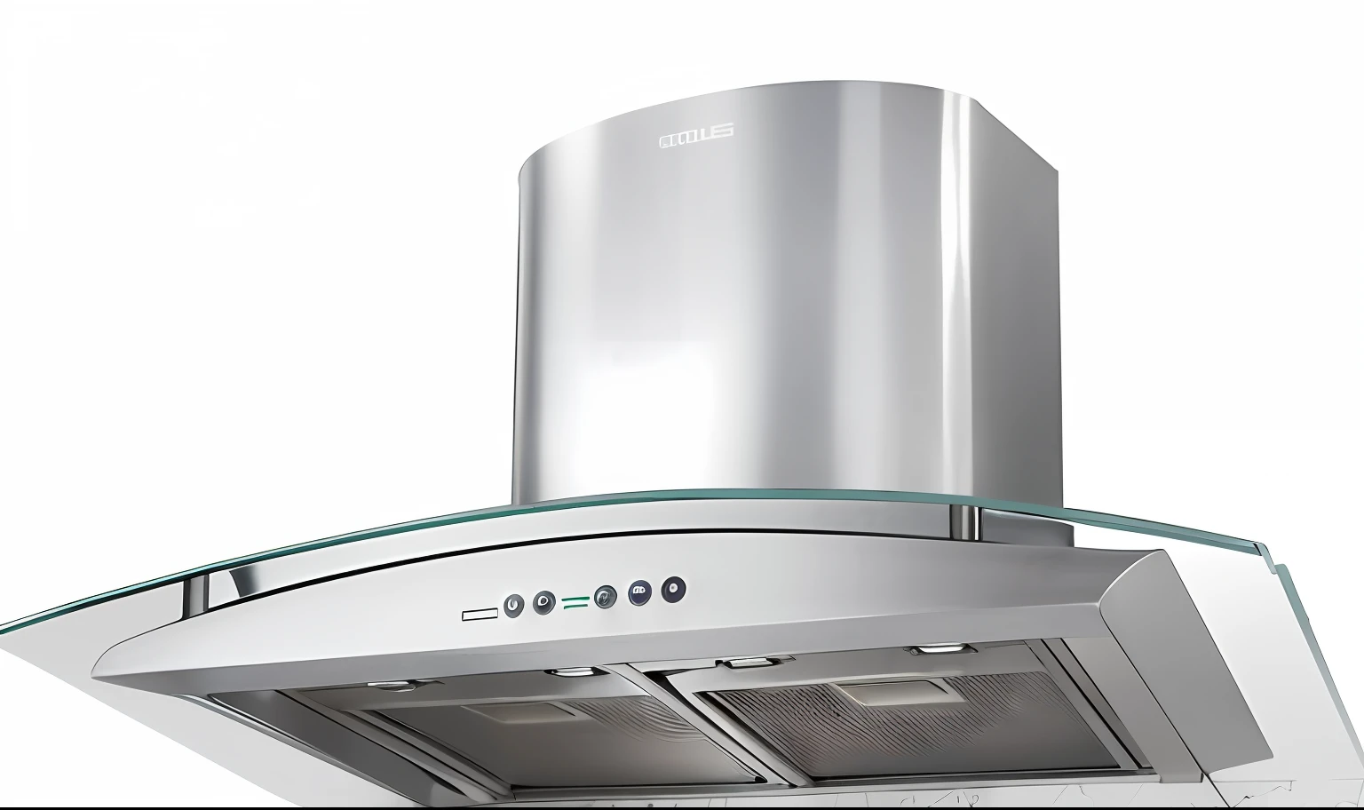 Sparkling stainless steel range hood, stainless steel, Glossy surface, Round lid, made of brushed steel, Precise lines, grey metal body, Modern look, Far view, spectacular quality, aluminium,Metallic,bright