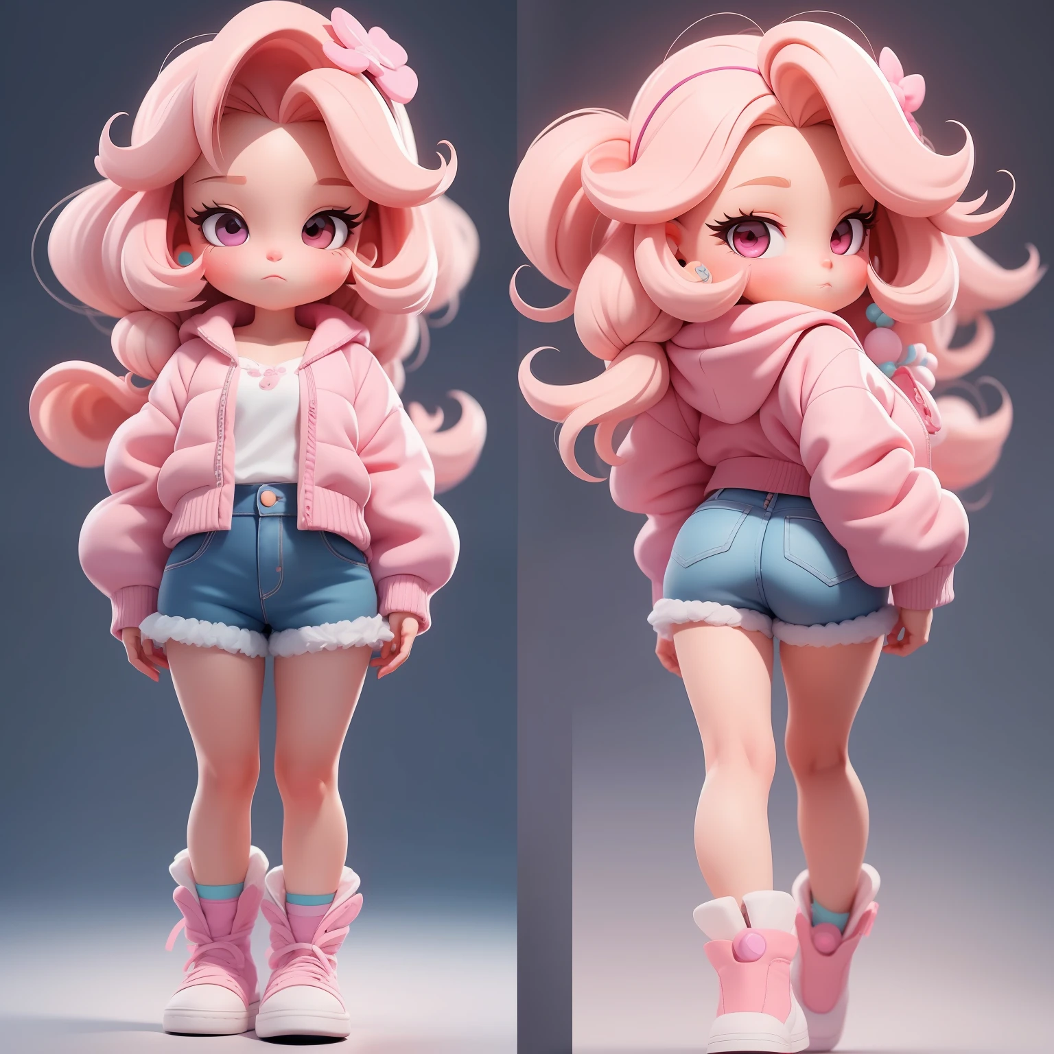 a super cute girl, full body, dreamy cute hair accessoriesPopmart Blind Box, IP design, clean and bright background3D rendering, OC rendering, 8k, soft focus, fine Glossysuper detail --ar 3:6 50 --q 2 --niji 5 --style expressive --s 2
