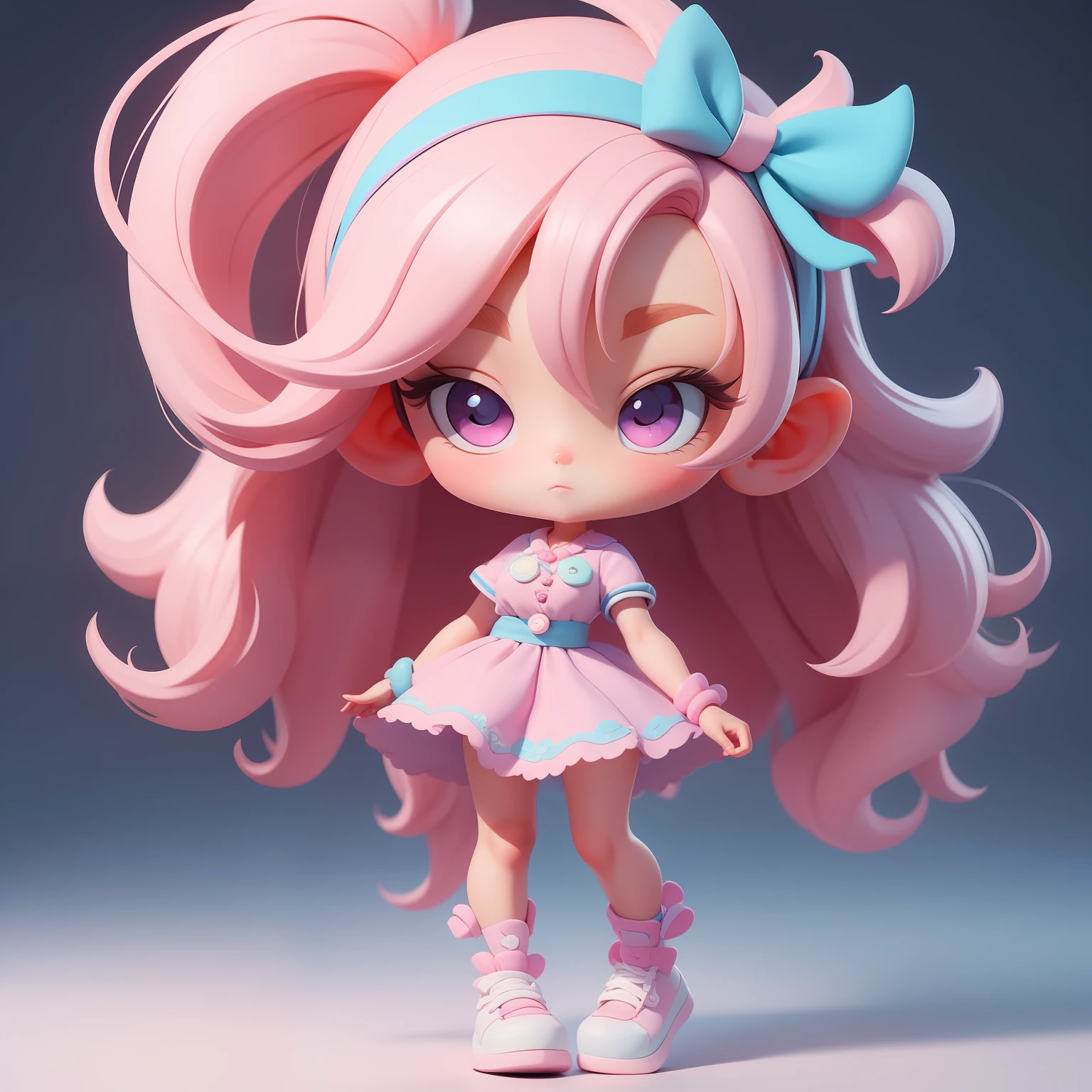 a super cute girl, full body, dreamy cute hair accessoriesPopmart Blind Box, IP design, clean and bright background3D rendering, OC rendering, 8k, soft focus, fine Glossysuper detail --ar 3:6 50 --q 2 --niji 5 --style expressive --s 2