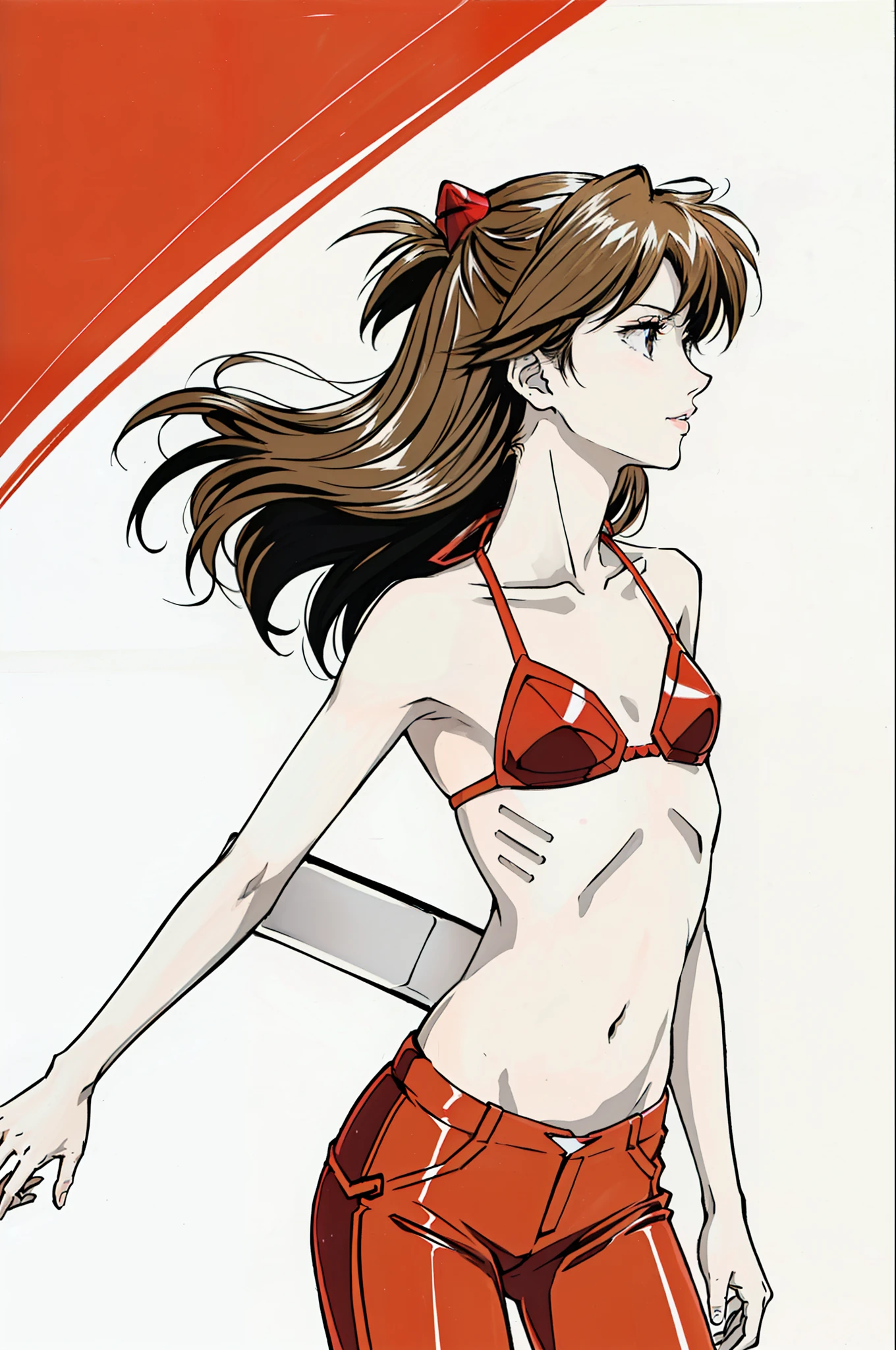 foto de retrato de ((very skinny Asuka Langley 20 years and 40 kilograms)), (( foto de cuerpo entero)), (((Beautiful Asuka Langley very anorexic))), ((muy flaco en bikini)), (((huesos y costillas visibles) ))) , ((small flat breasts)), ((very small waist)), ((piernas delgadas)), ((Cara hermosa)), ((Vista de perfil de cuerpo completo)), (((concave abdomen))), ((El cuerpo de Asuka Langley muy muy delgado)), (((fondo blanco))). ((Cabello en el viento)). (((mejor calidad))), ((Estilo evangelion)), ((costillas visibles)). ((Asuka Langley muy desnutrida en los huesos)).