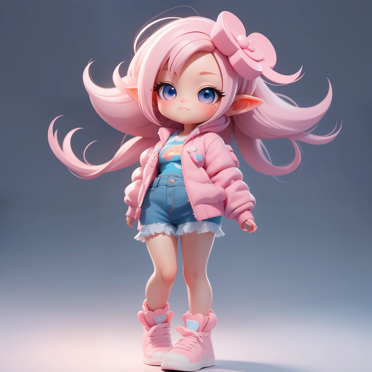 a super cute girl, full body, dreamy cute hair accessoriesPopmart Blind Box, IP design, clean and bright background3D rendering, OC rendering, 8k, soft focus, fine Glossysuper detail --ar 3:6 50 --q 2 --niji 5 --style expressive --s 2