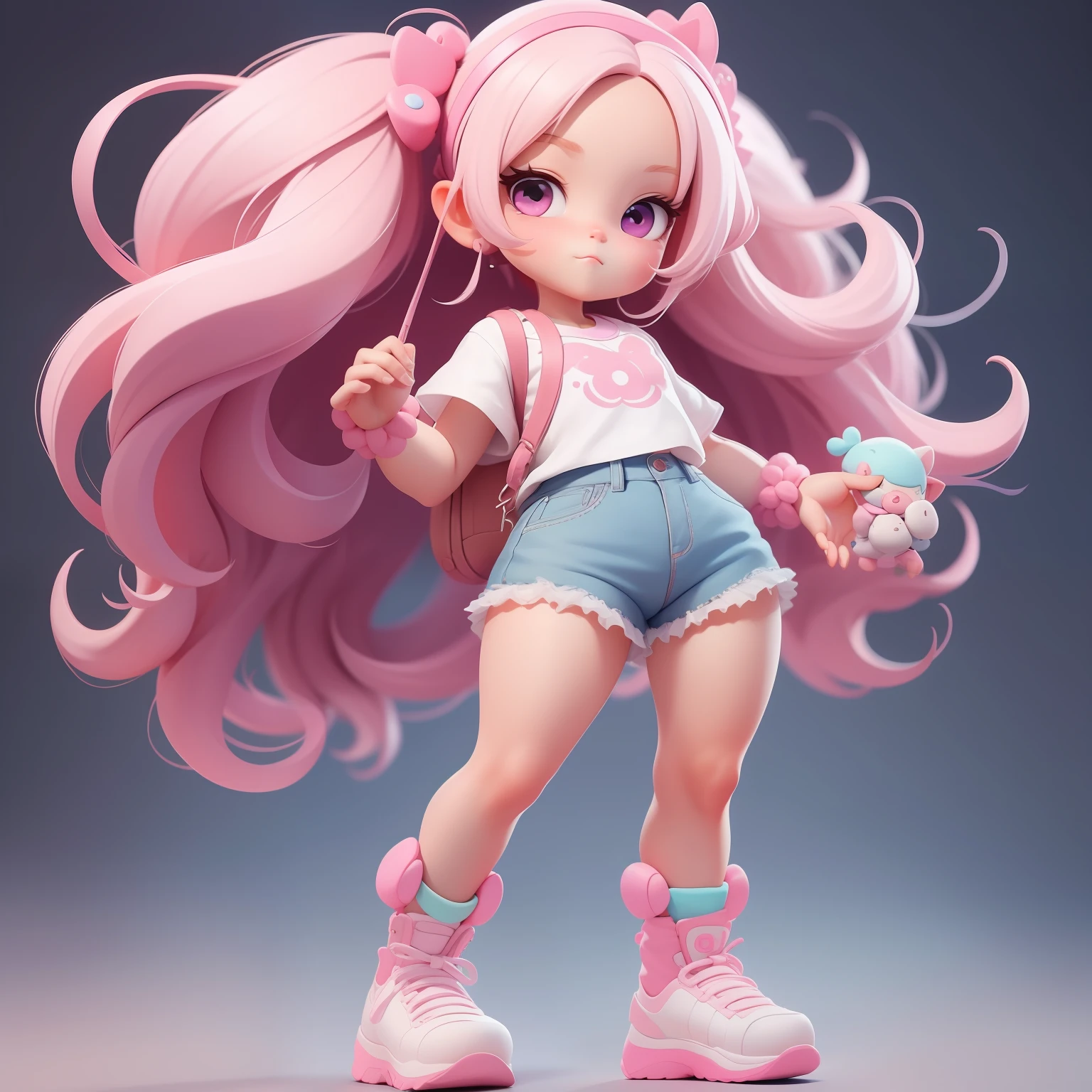 a super cute girl, full body, dreamy cute hair accessoriesPopmart Blind Box, IP design, clean and bright background3D rendering, OC rendering, 8k, soft focus, fine Glossysuper detail --ar 3:6 50 --q 2 --niji 5 --style expressive --s 2