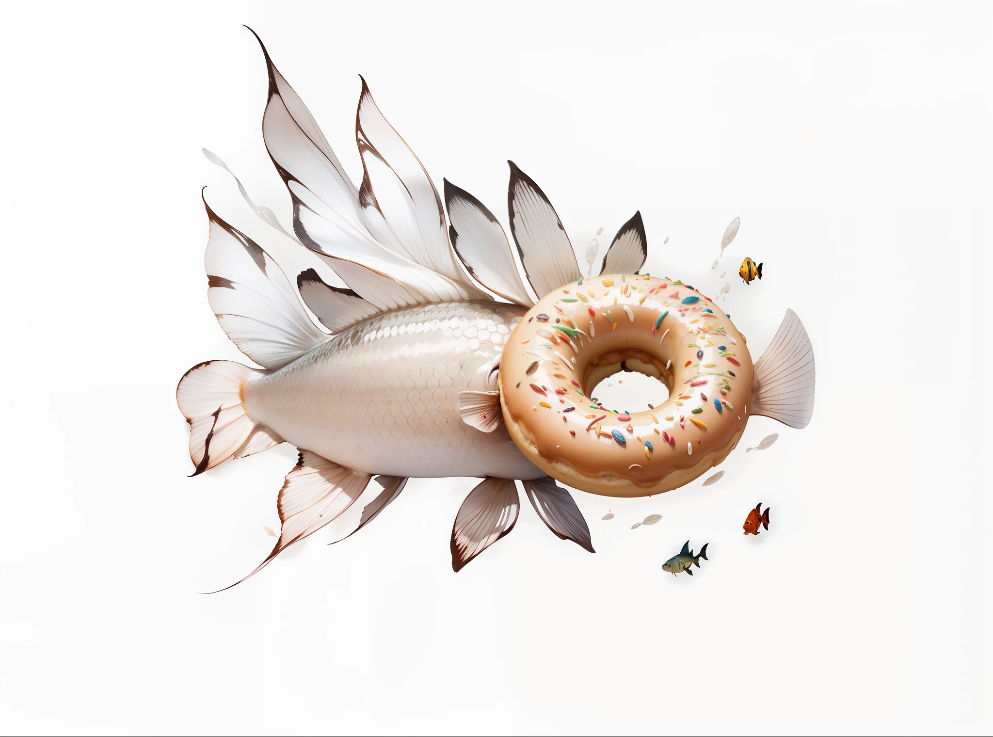 Donuts become fish heads，The body of the fish is very flexible