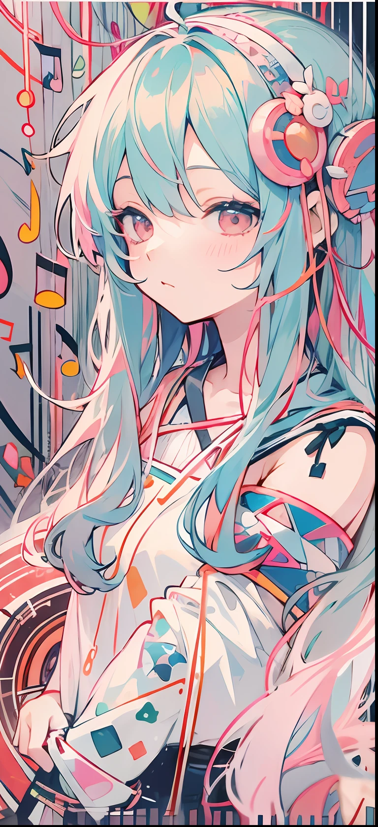 VOCALOID、One girl、colourful hair、PastelColors、dome、cute little、Music Background